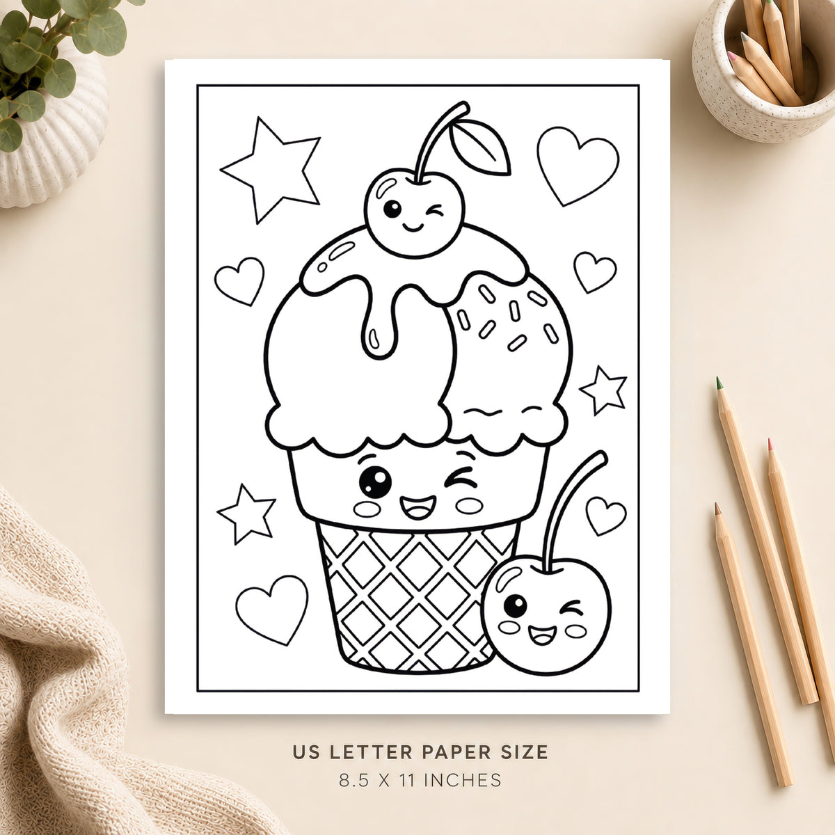 Cute Ice Cream Coloring Page 4