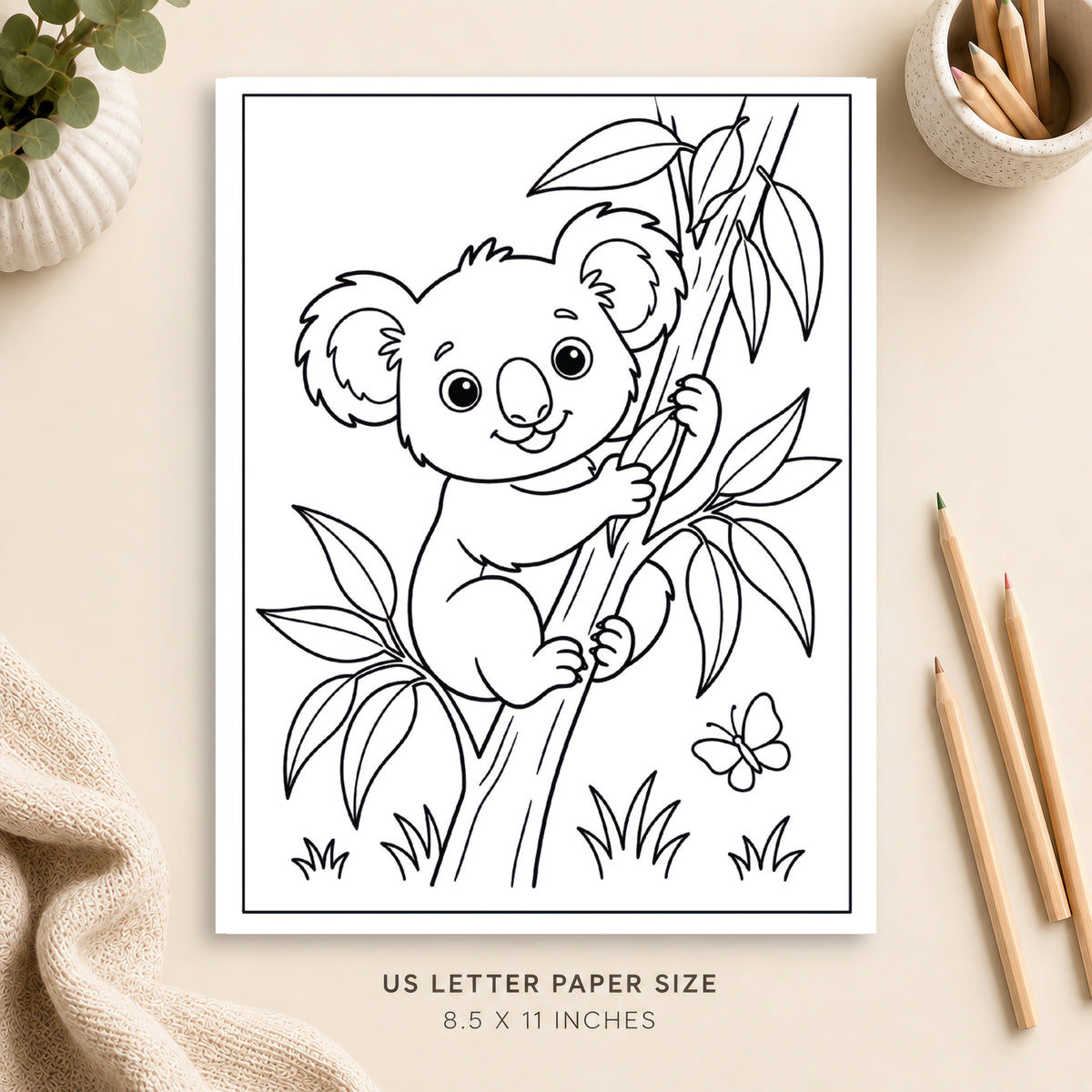 Cute Koala Coloring Page 4