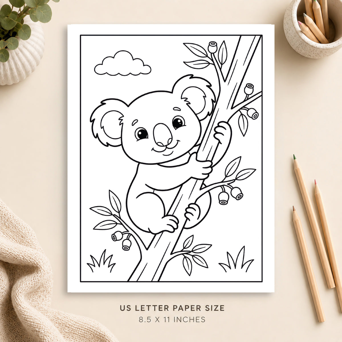 Cute Koala Coloring Page 5