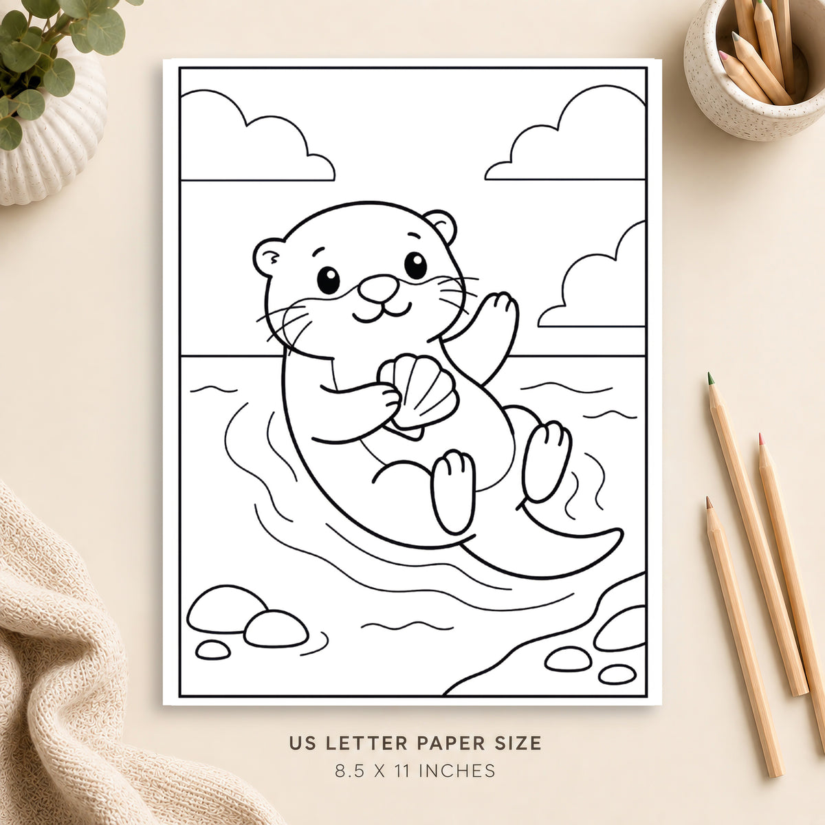 Cute Otter Coloring Page 1