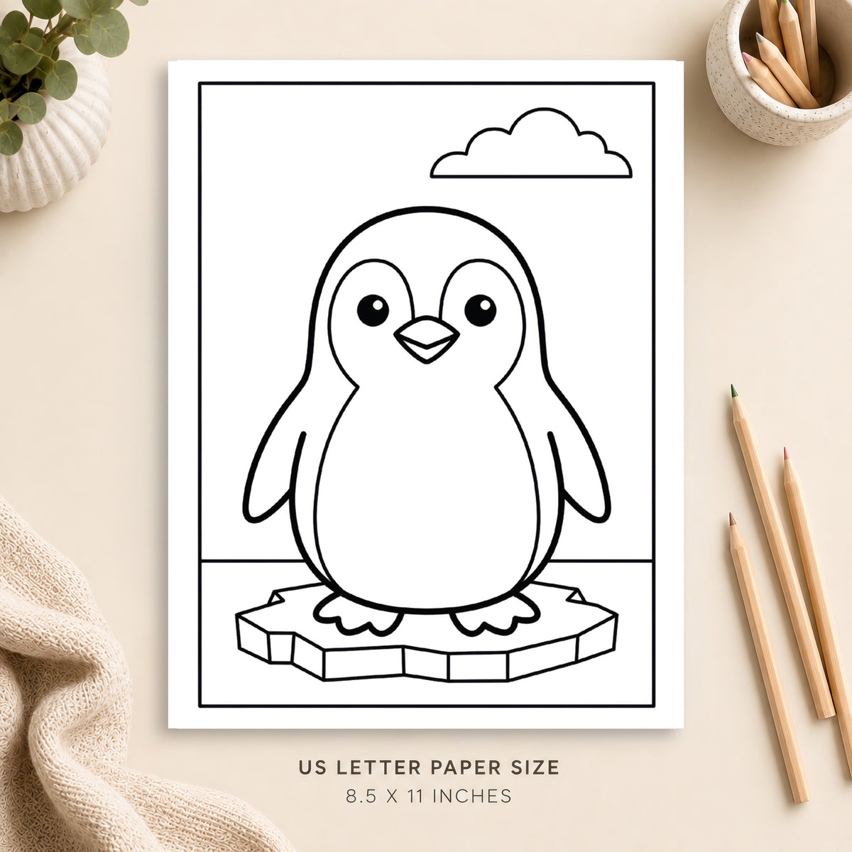 Cute Penguin Coloring Page 1