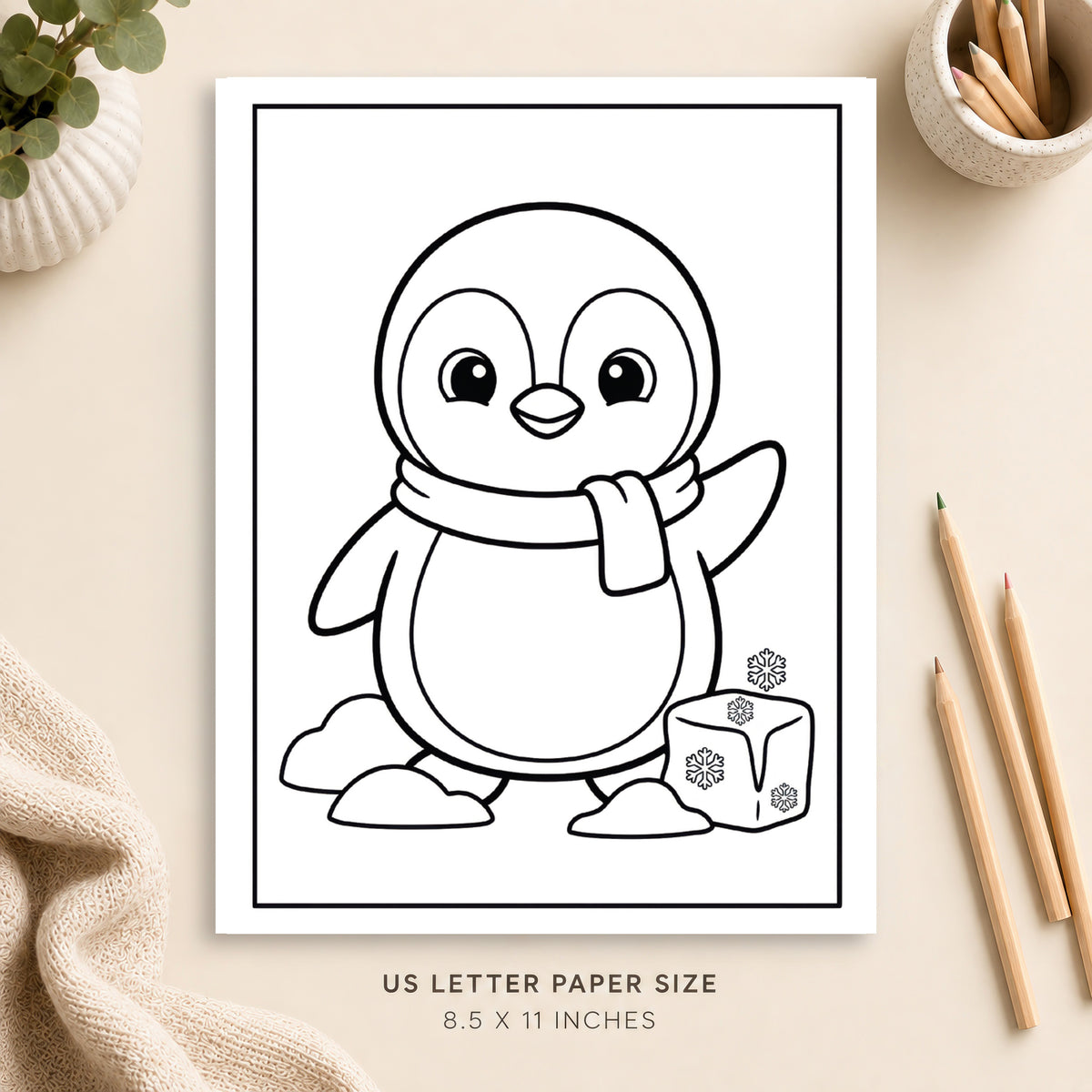 Cute Penguin Coloring Page 3