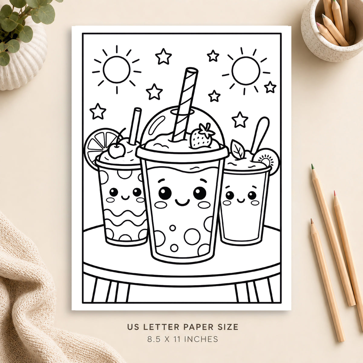 Cute Smoothie Coloring Page 2
