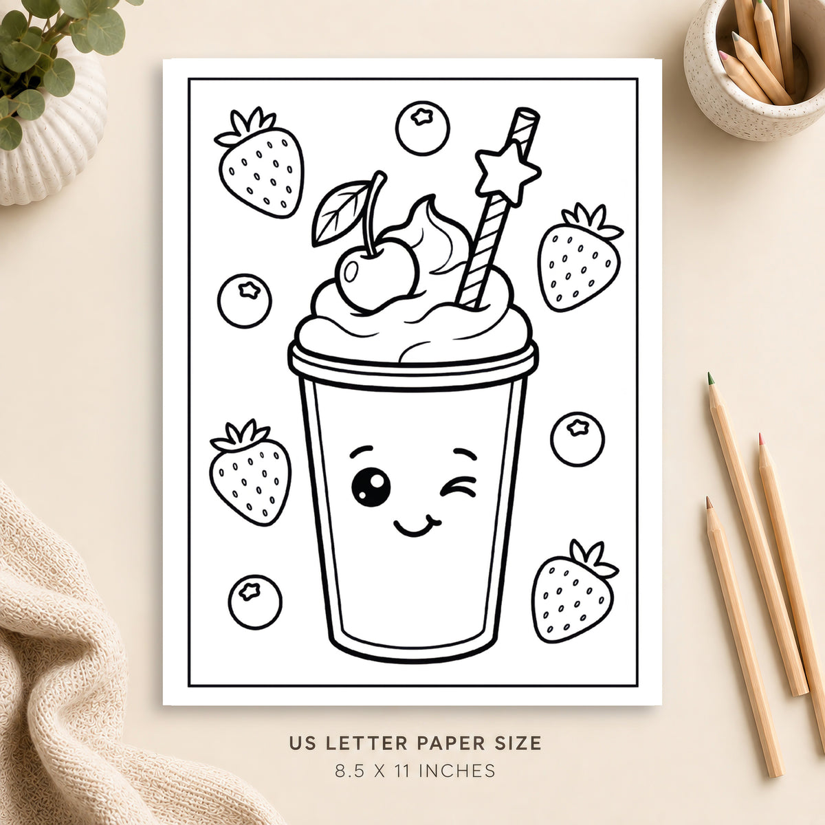 Cute Smoothie Coloring Page 4