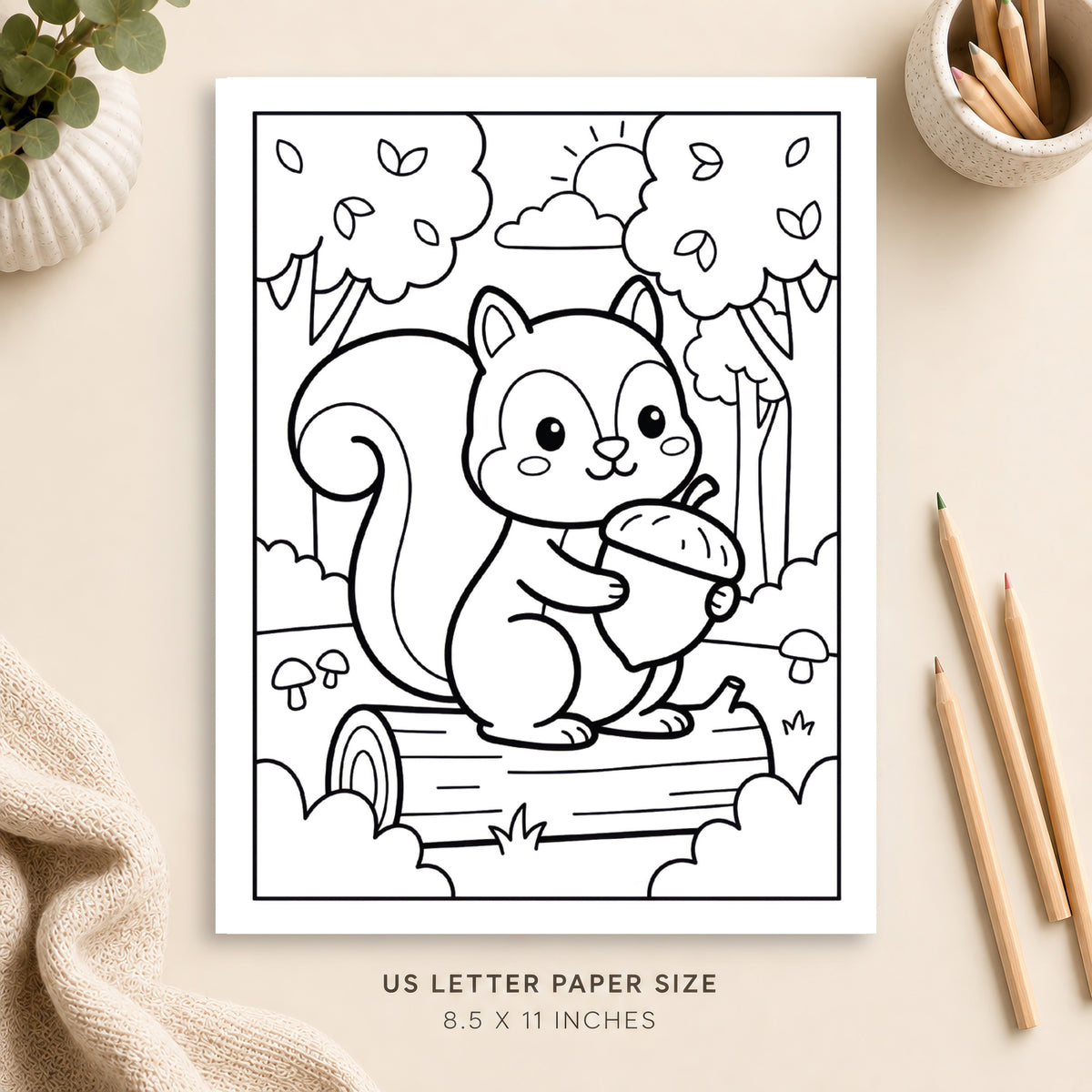 Cute Squirrel Coloring Page 3