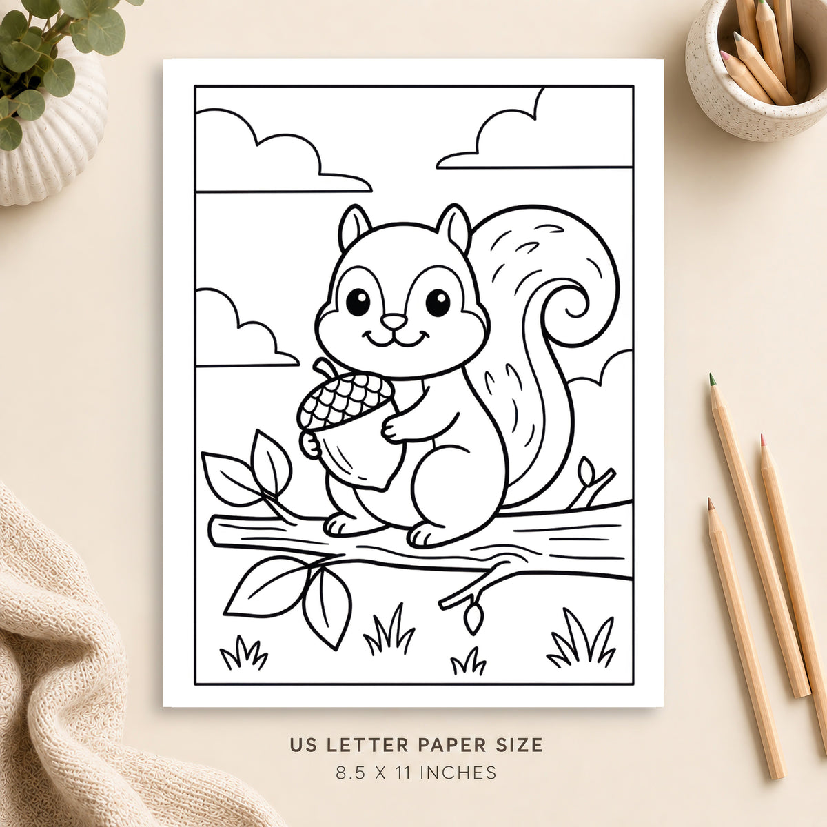 Cute Squirrel Coloring Page 6
