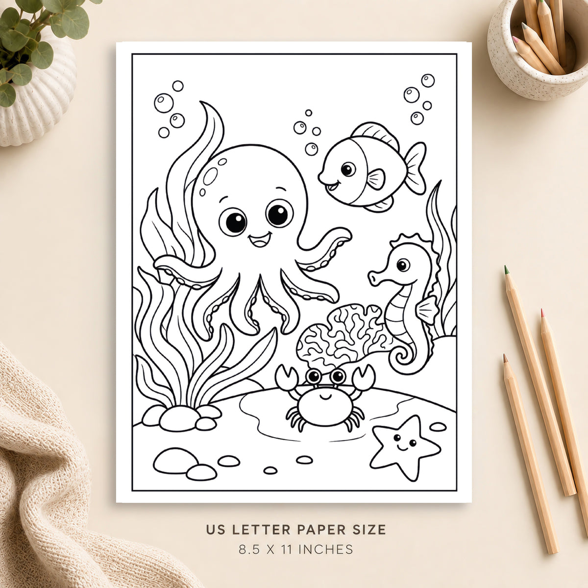 Cute Under the Sea Coloring Page 2