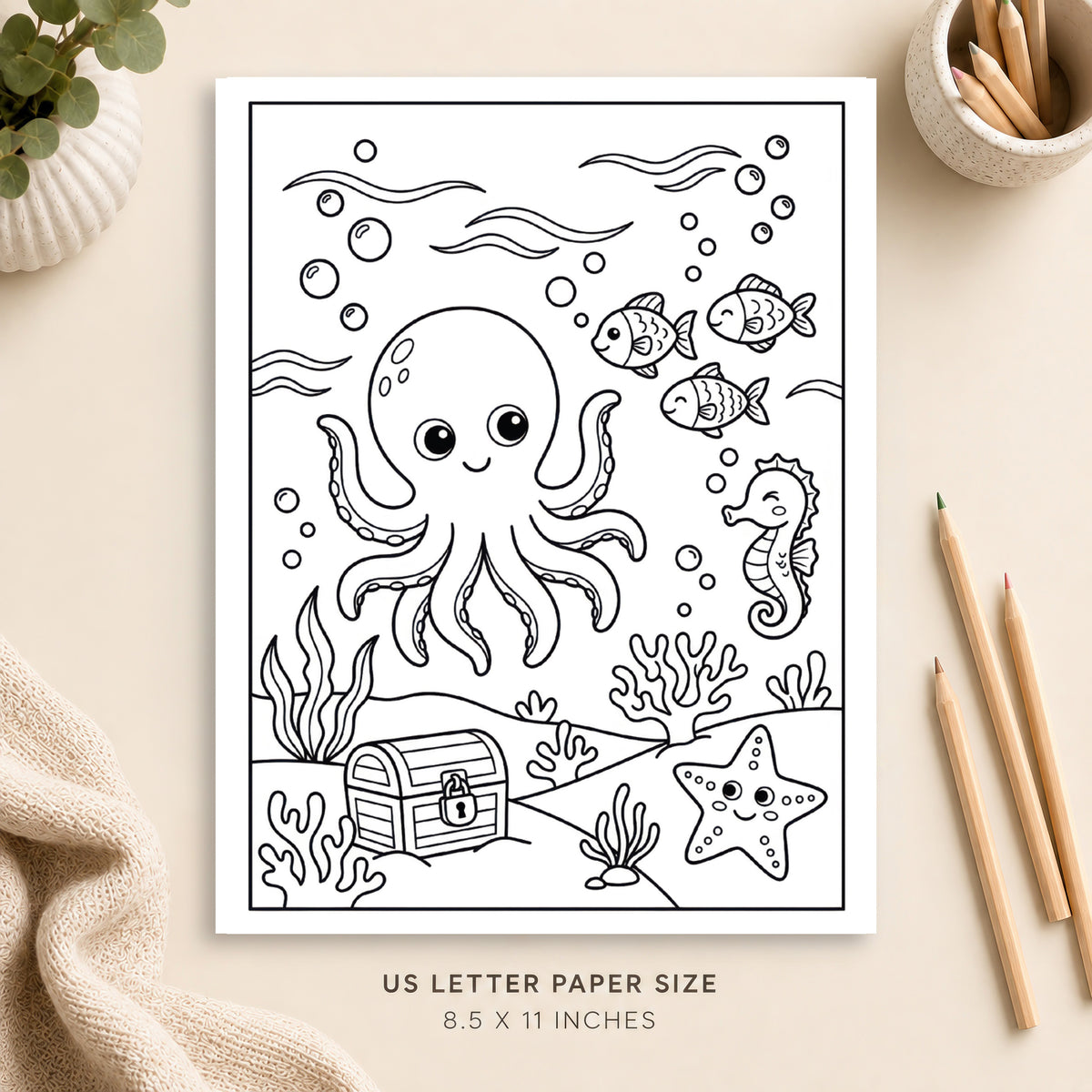 Cute Under the Sea Coloring Page 9