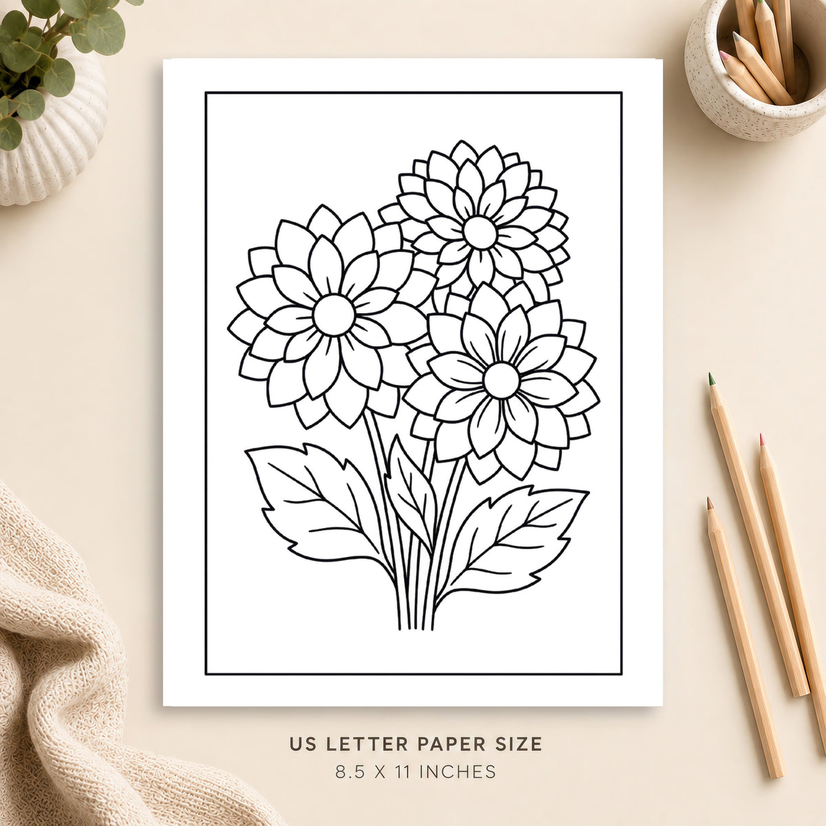 Dahlias Coloring Page 3