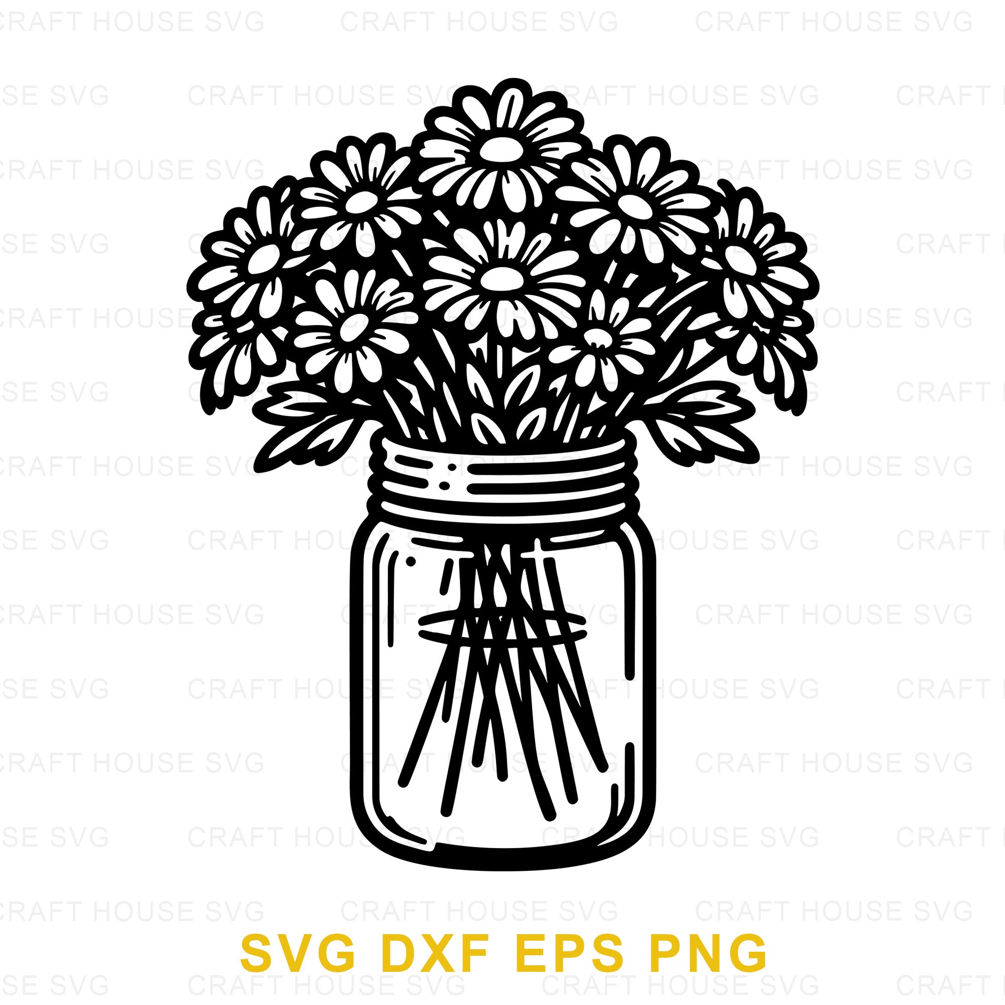 Daisy Jar Flower Bouquet SVG