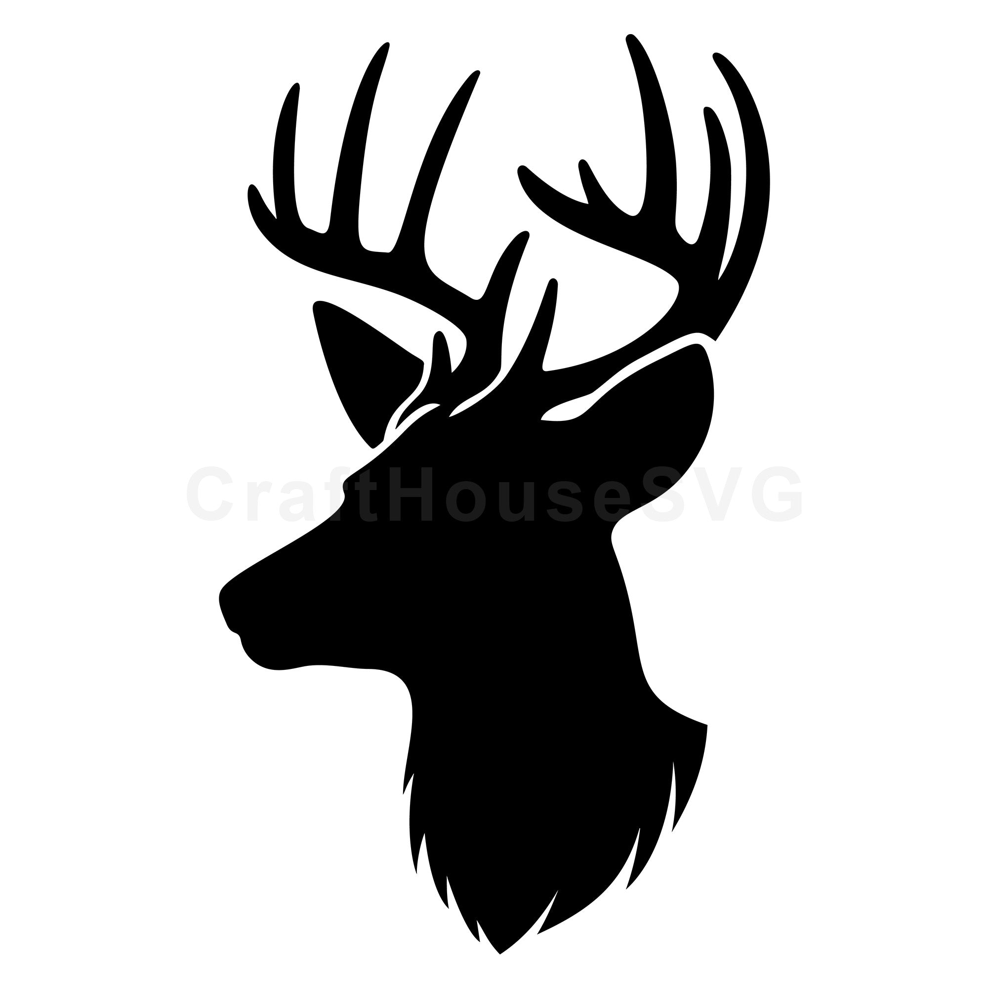 Classic Deer Head Silhouette SVG