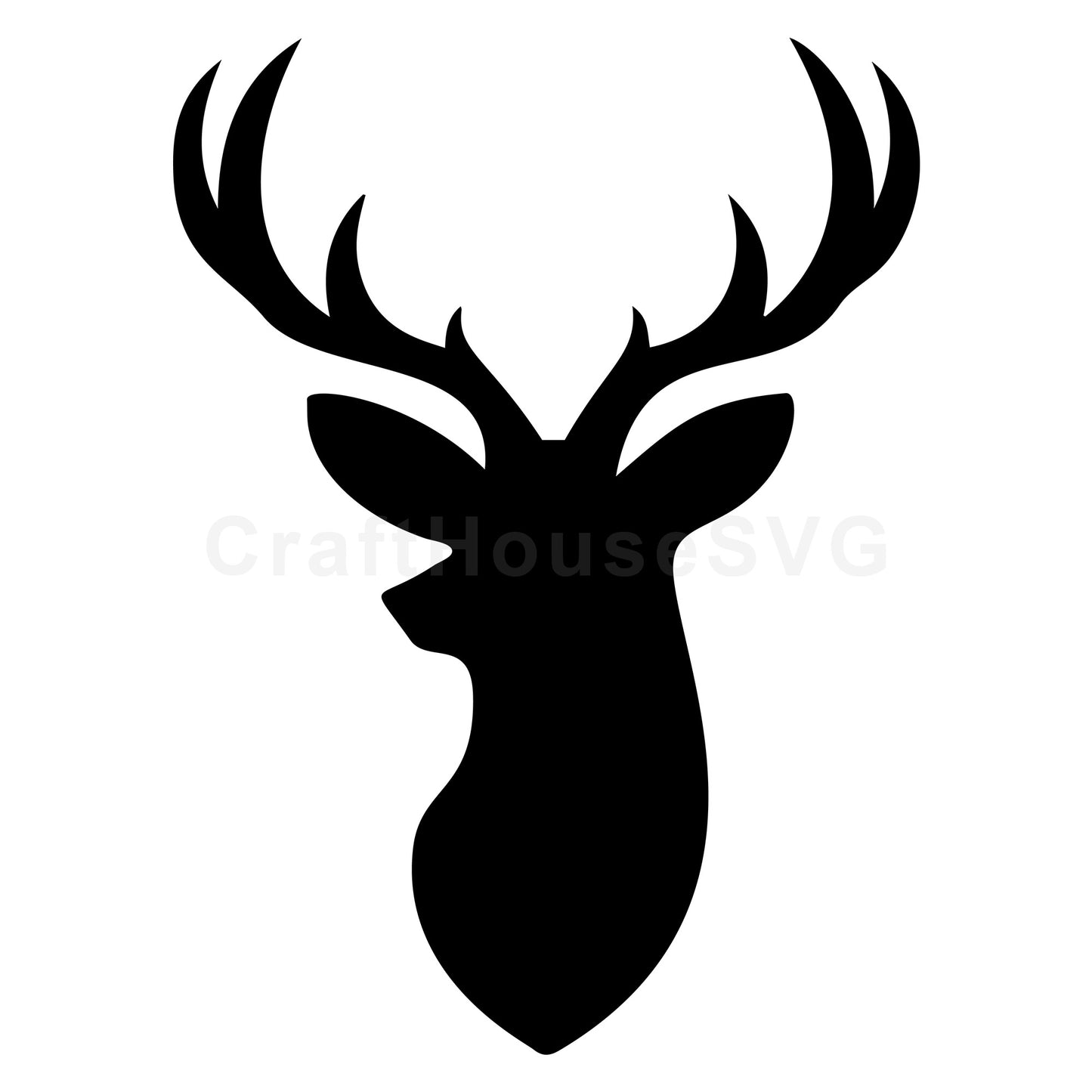 Side View Deer Head Silhouette SVG - Craft House SVG
