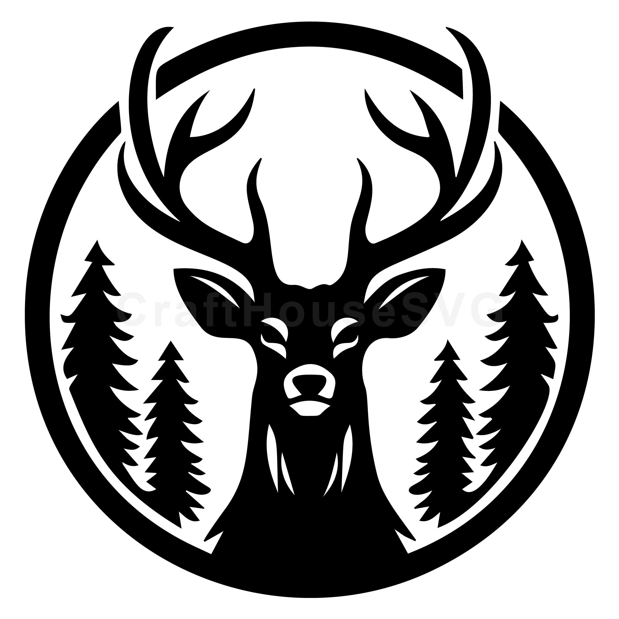 Forest Circle Deer SVG
