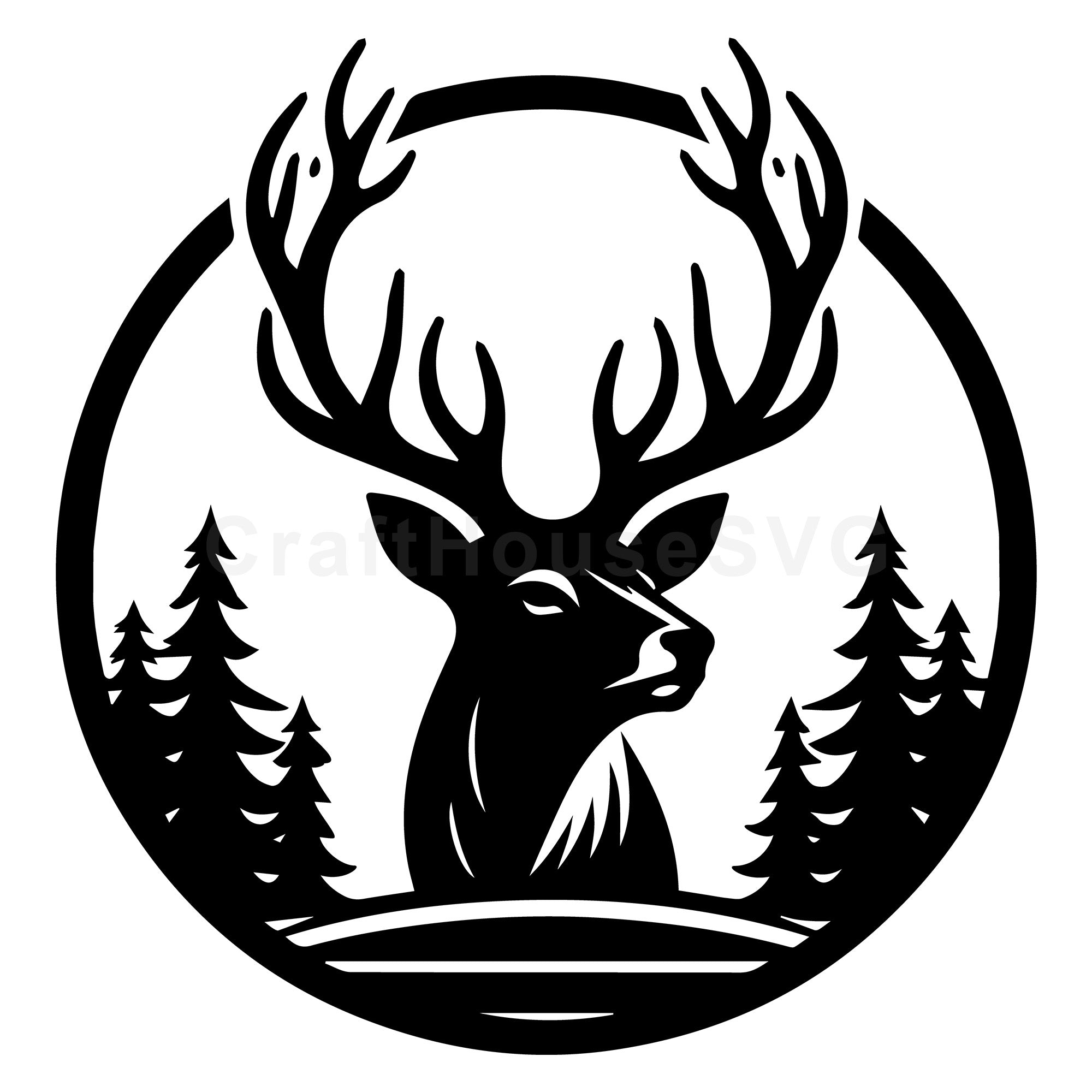 Forest Deer Round SVG