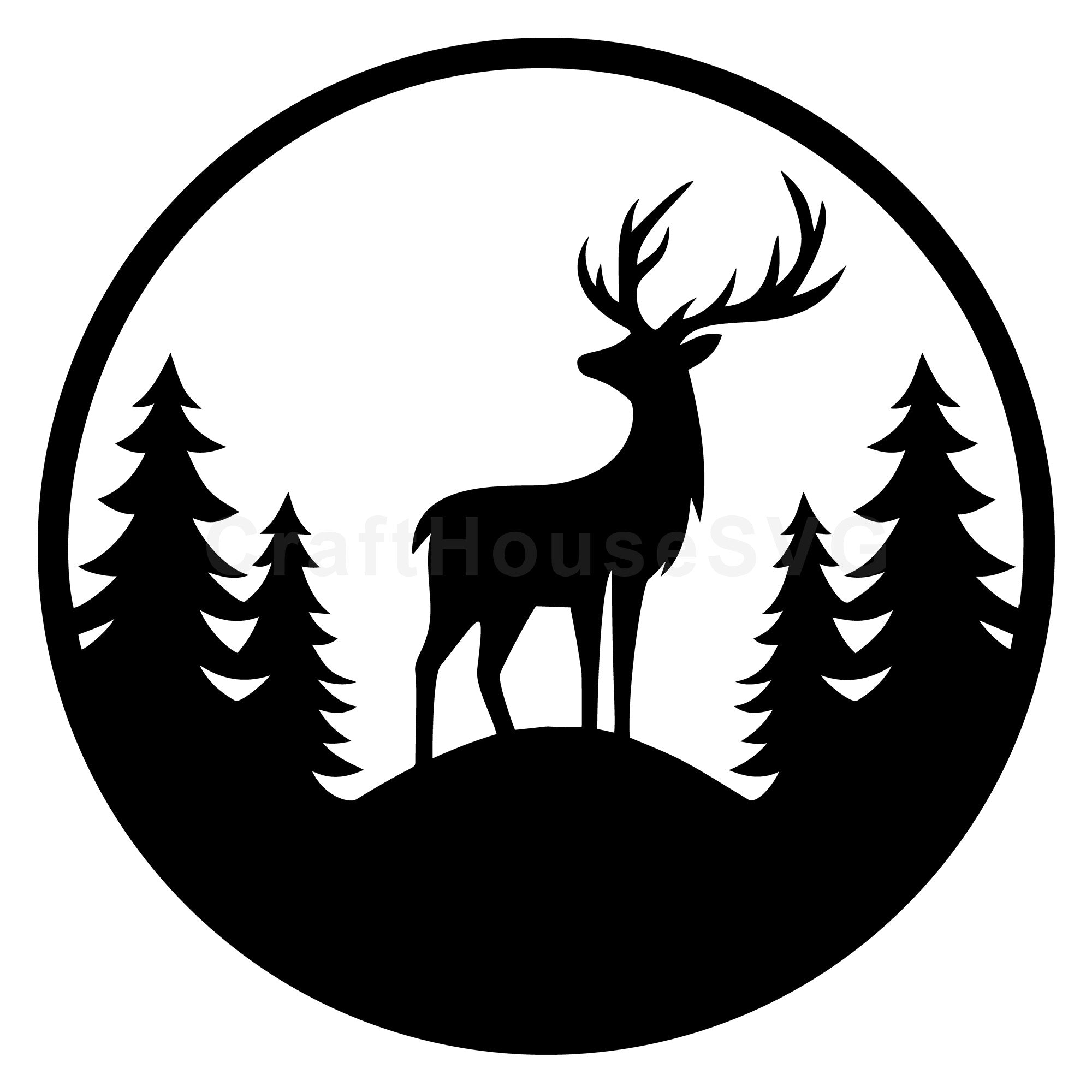 Deer in Nature Silhouette SVG