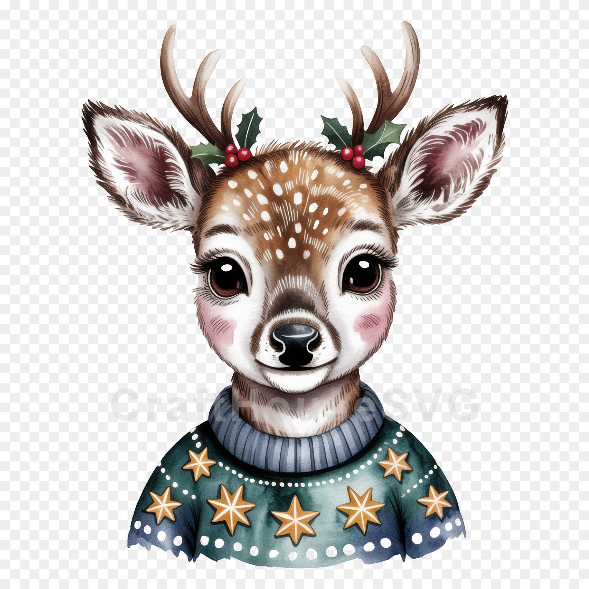 Woodland Animals Christmas Sweater Clipart Bundle