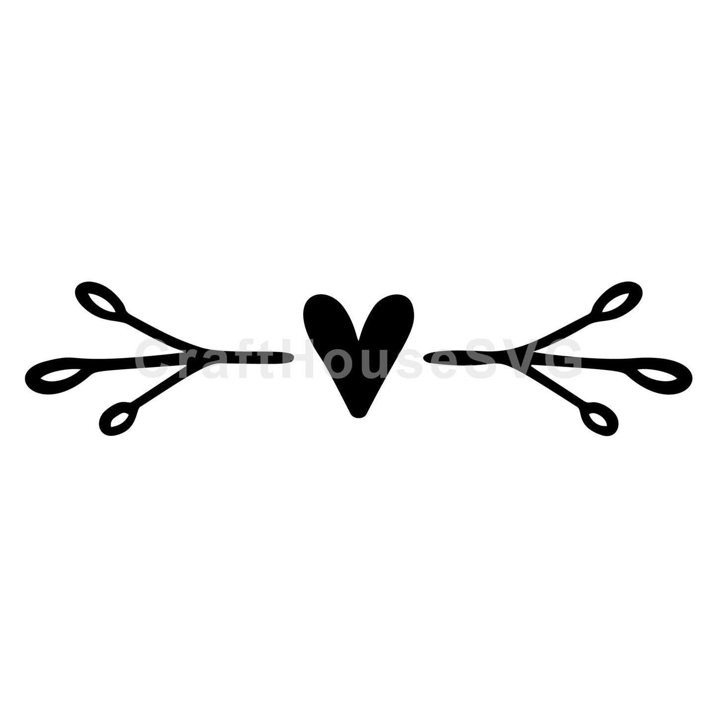 Heart With Stylized Branch Tips SVG
