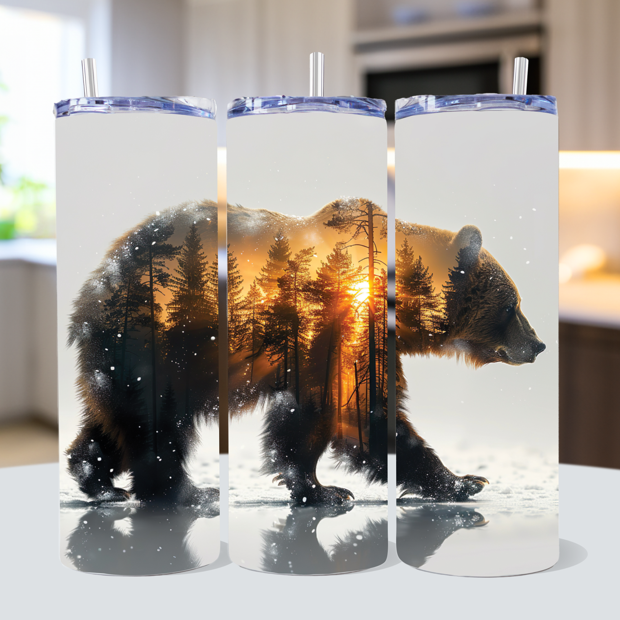 Double Exposure Animal Tumbler Sublimation Bundle PNG 20 oz