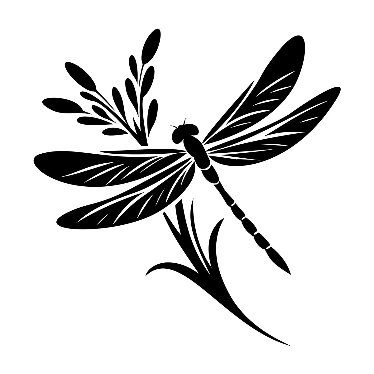 Dragonfly Silhouette 12 SVG silhouette design for Cricut, Silhouette, laser cutting, vinyl, sublimation, and craft projects.