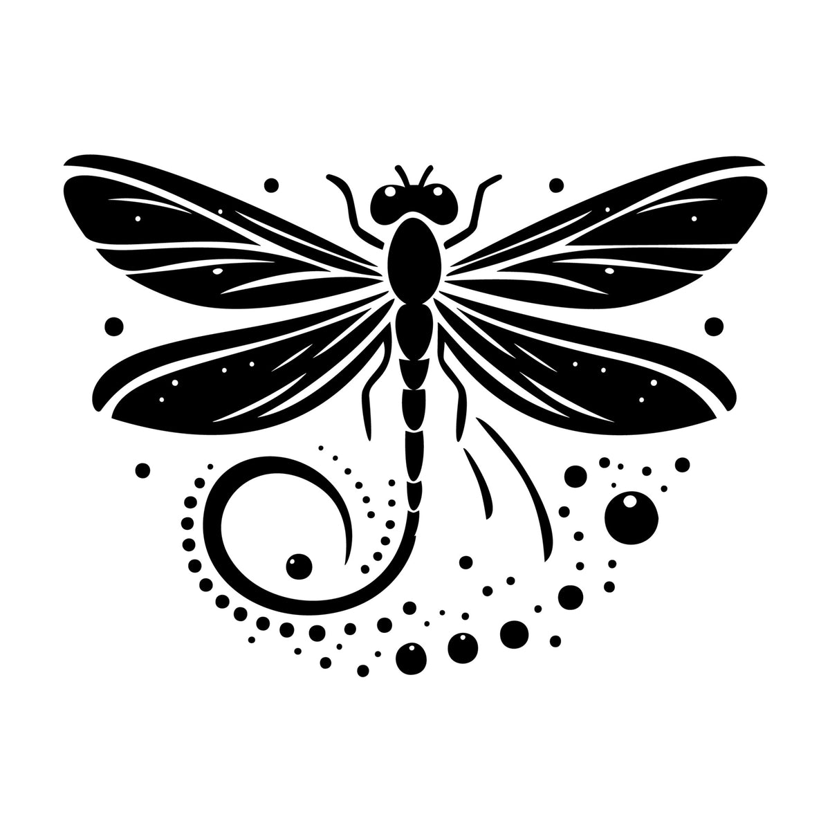Dragonfly Silhouette 15 SVG silhouette design for Cricut, Silhouette, laser cutting, vinyl, sublimation, and craft projects.