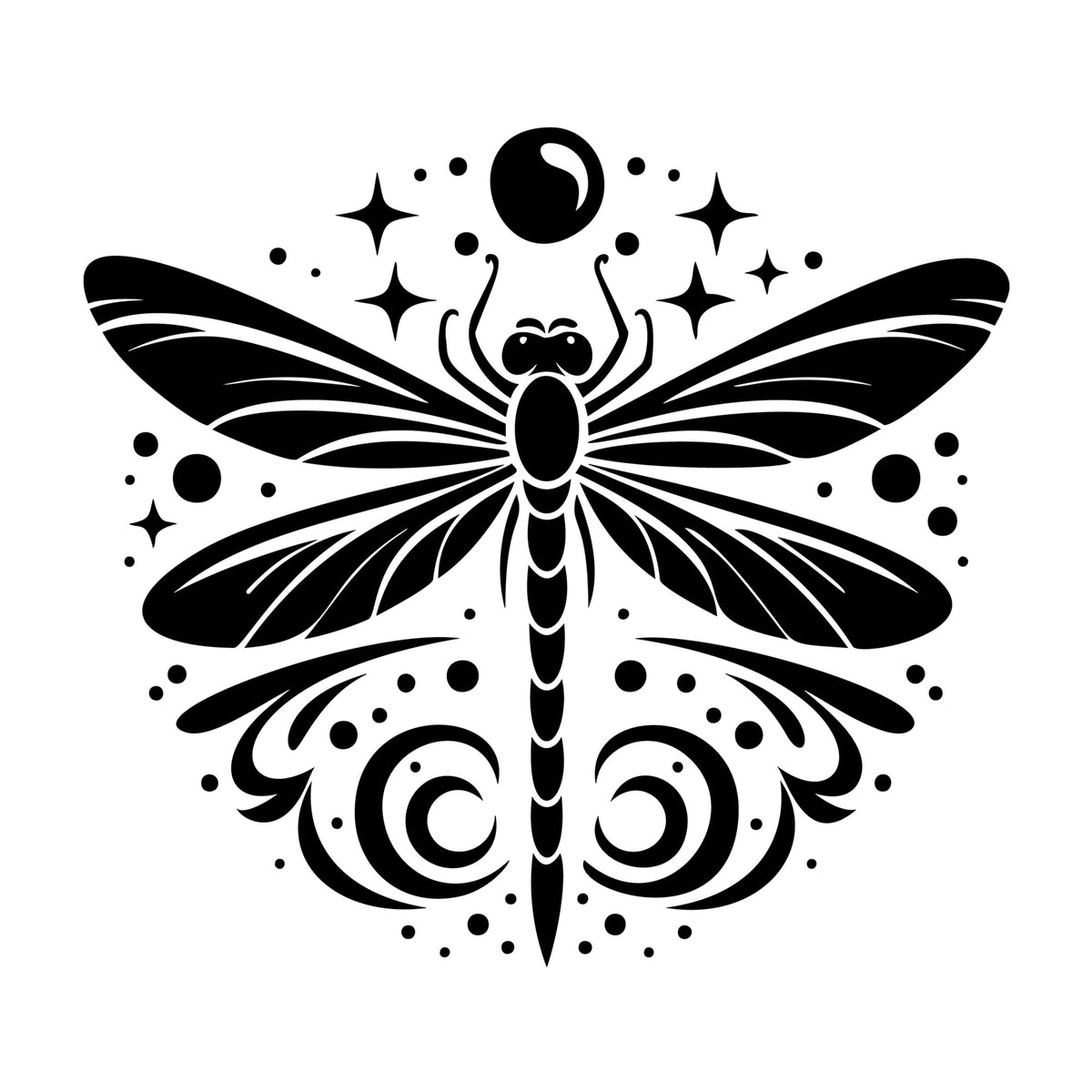 Dragonfly Silhouette 19 SVG silhouette design for Cricut, Silhouette, laser cutting, vinyl, sublimation, and craft projects.