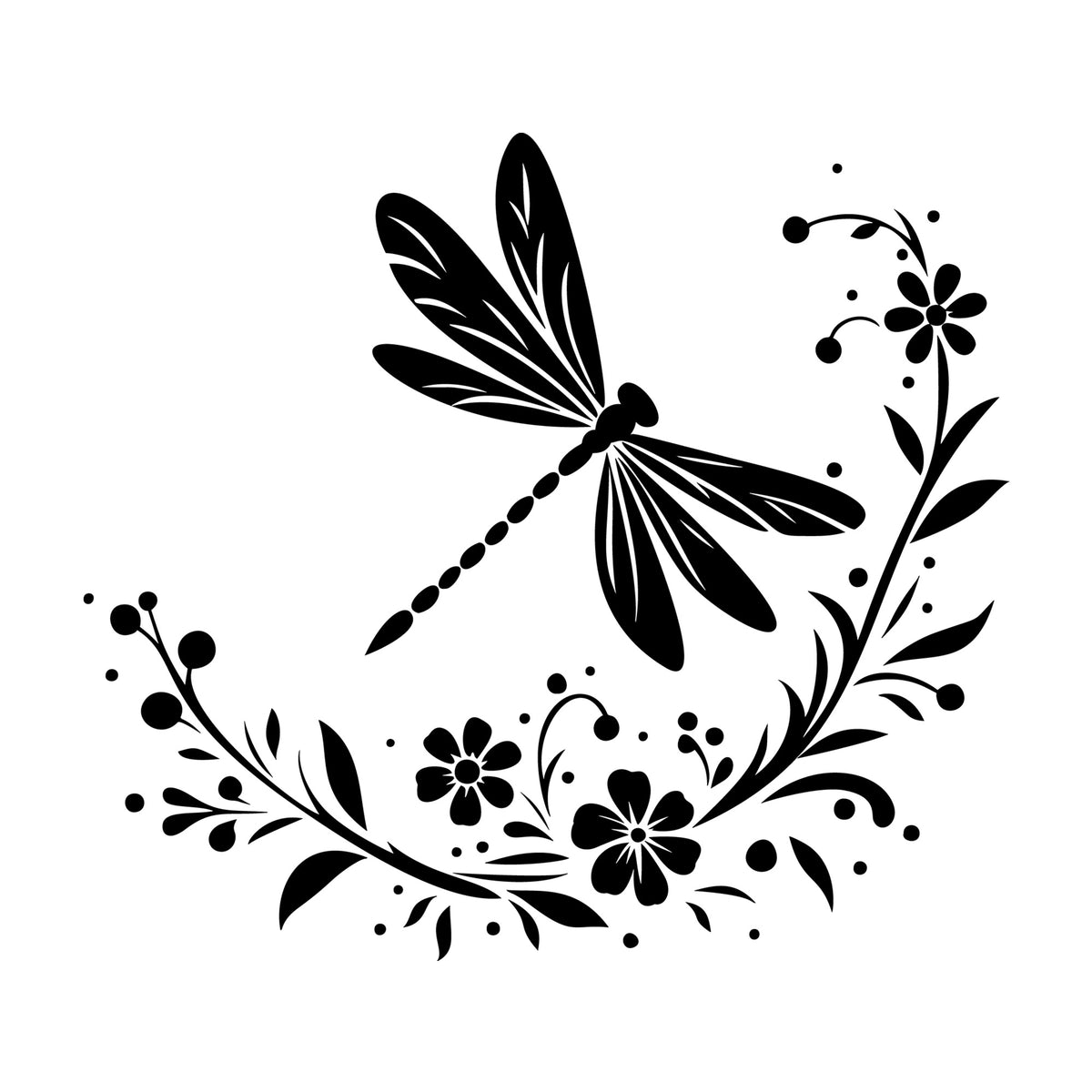 Dragonfly Silhouette 25 SVG silhouette design for Cricut, Silhouette, laser cutting, vinyl, sublimation, and craft projects.
