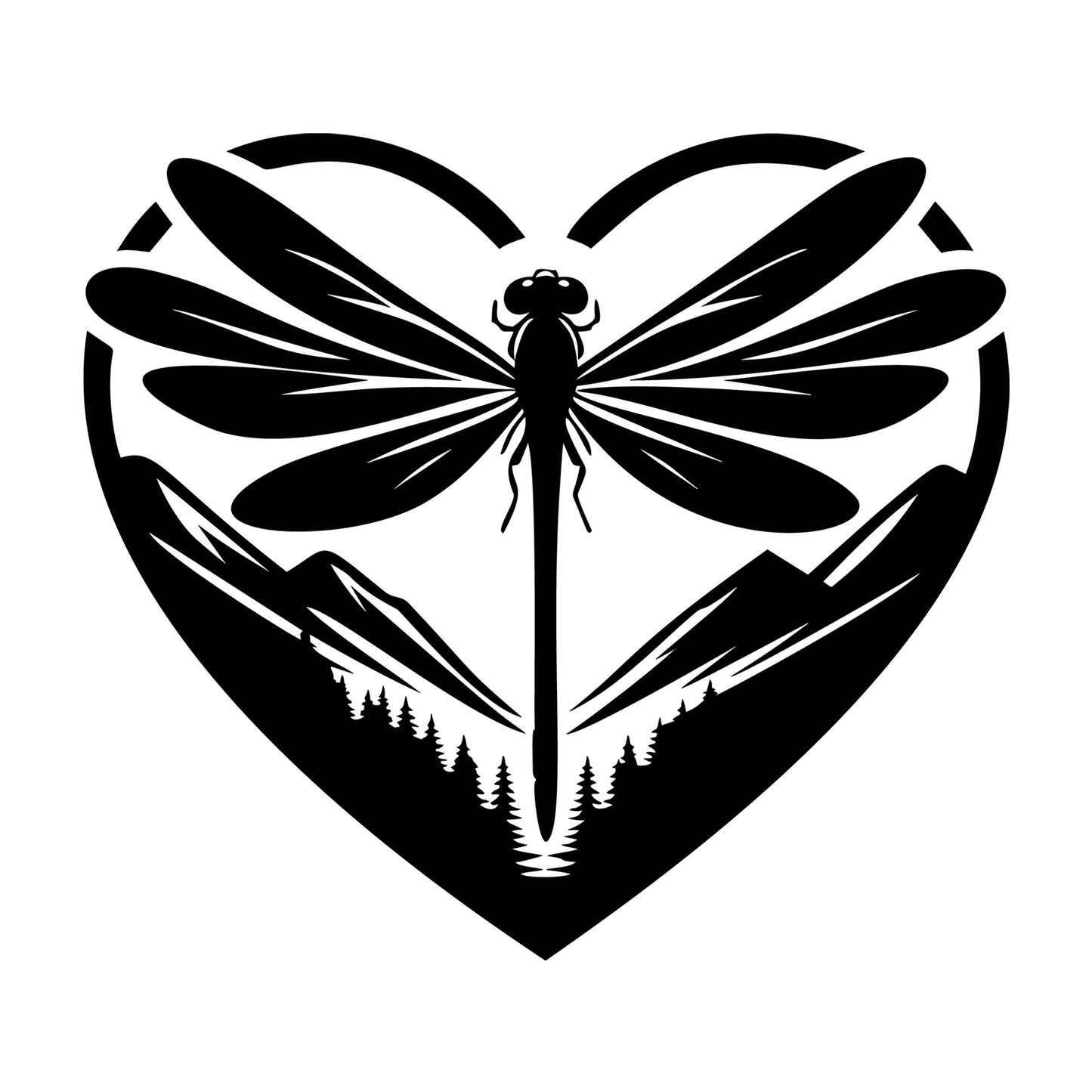 Dragonfly Silhouette 29 SVG silhouette design for Cricut, Silhouette, laser cutting, vinyl, sublimation, and craft projects.