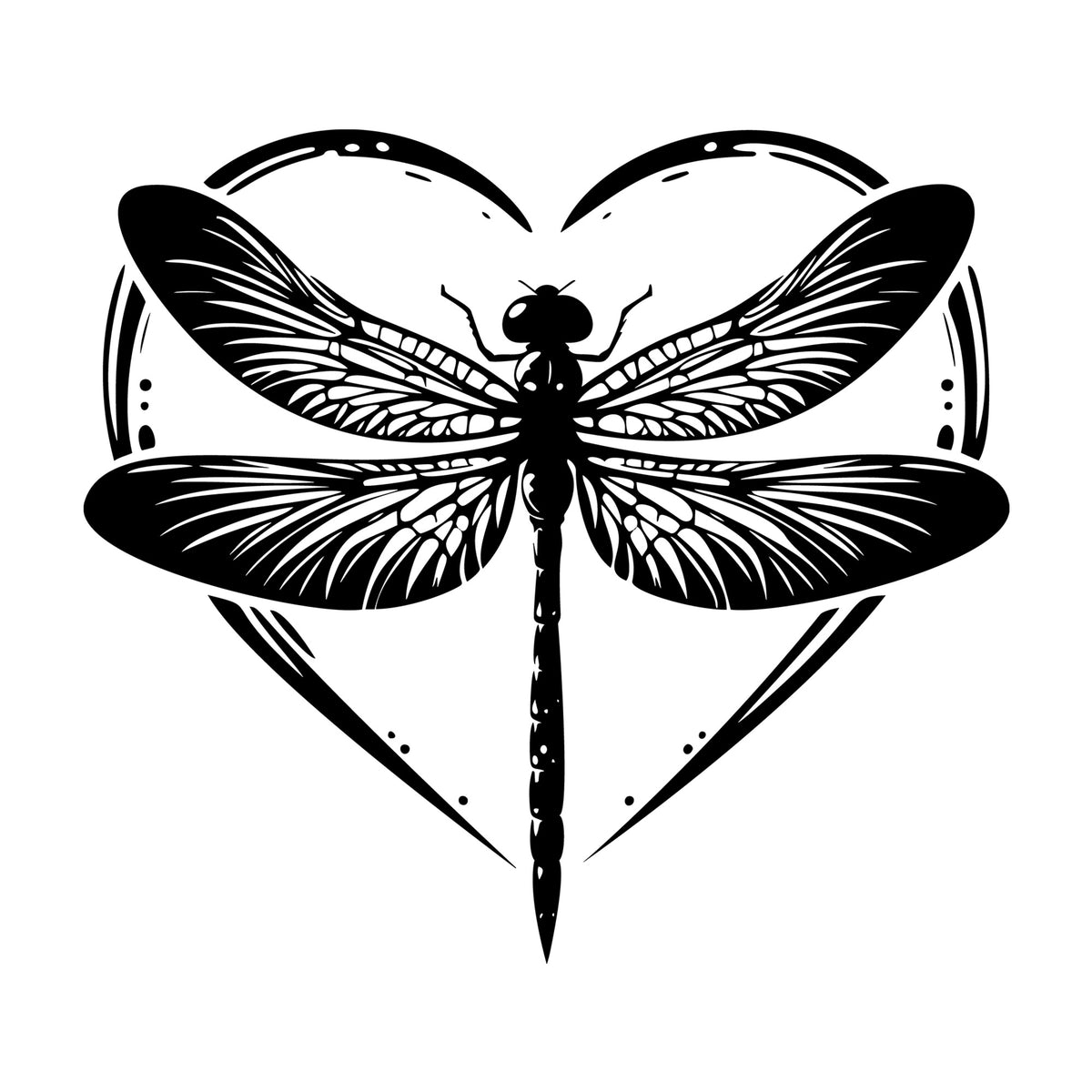 Dragonfly Silhouette 34 SVG silhouette design for Cricut, Silhouette, laser cutting, vinyl, sublimation, and craft projects.
