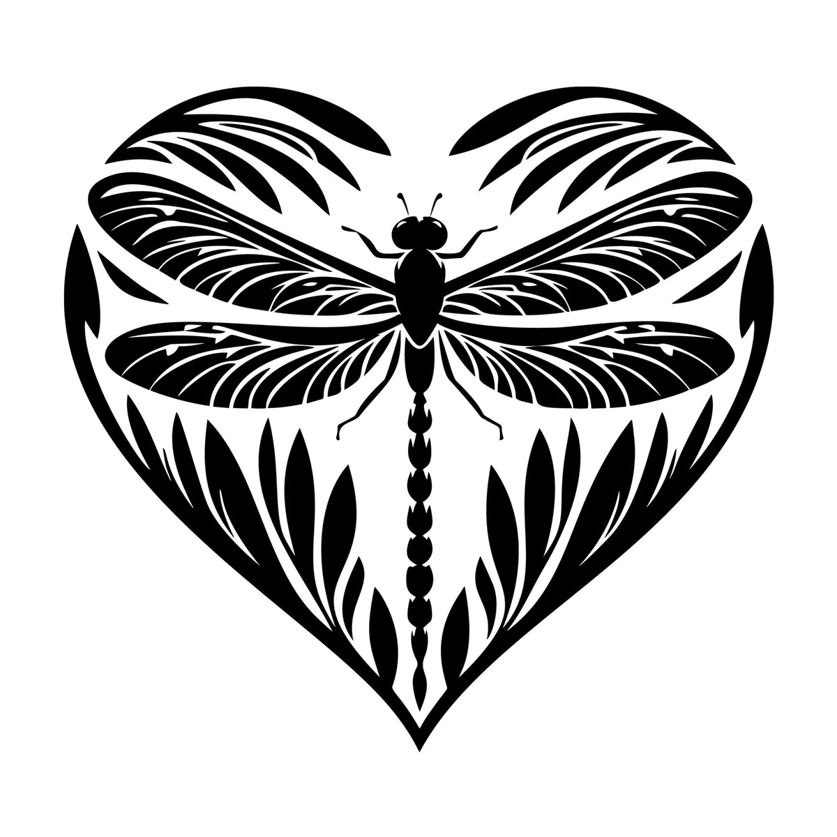 Dragonfly Silhouette 38 SVG silhouette design for Cricut, Silhouette, laser cutting, vinyl, sublimation, and craft projects.