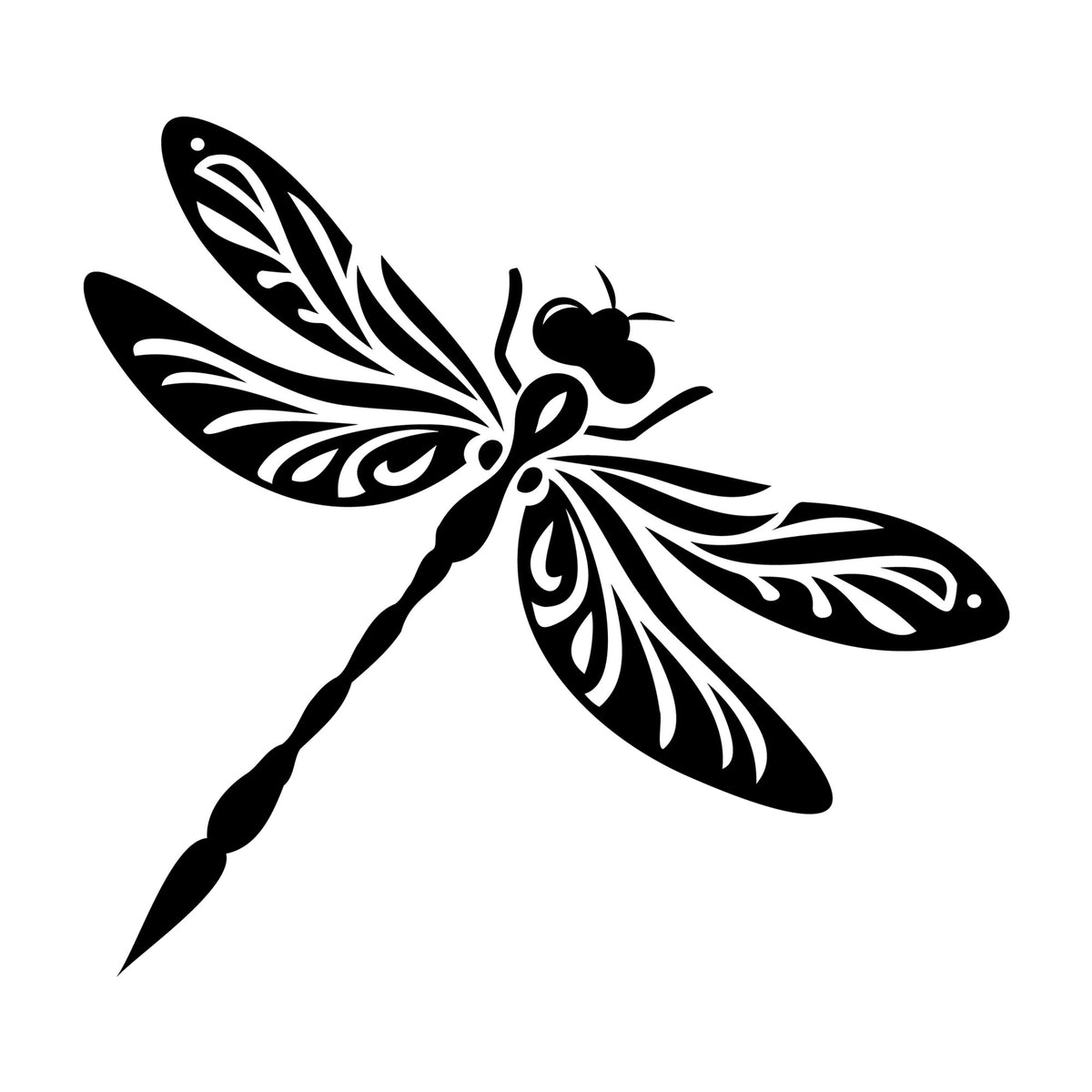 Dragonfly Silhouette 6 SVG silhouette design for Cricut, Silhouette, laser cutting, vinyl, sublimation, and craft projects.