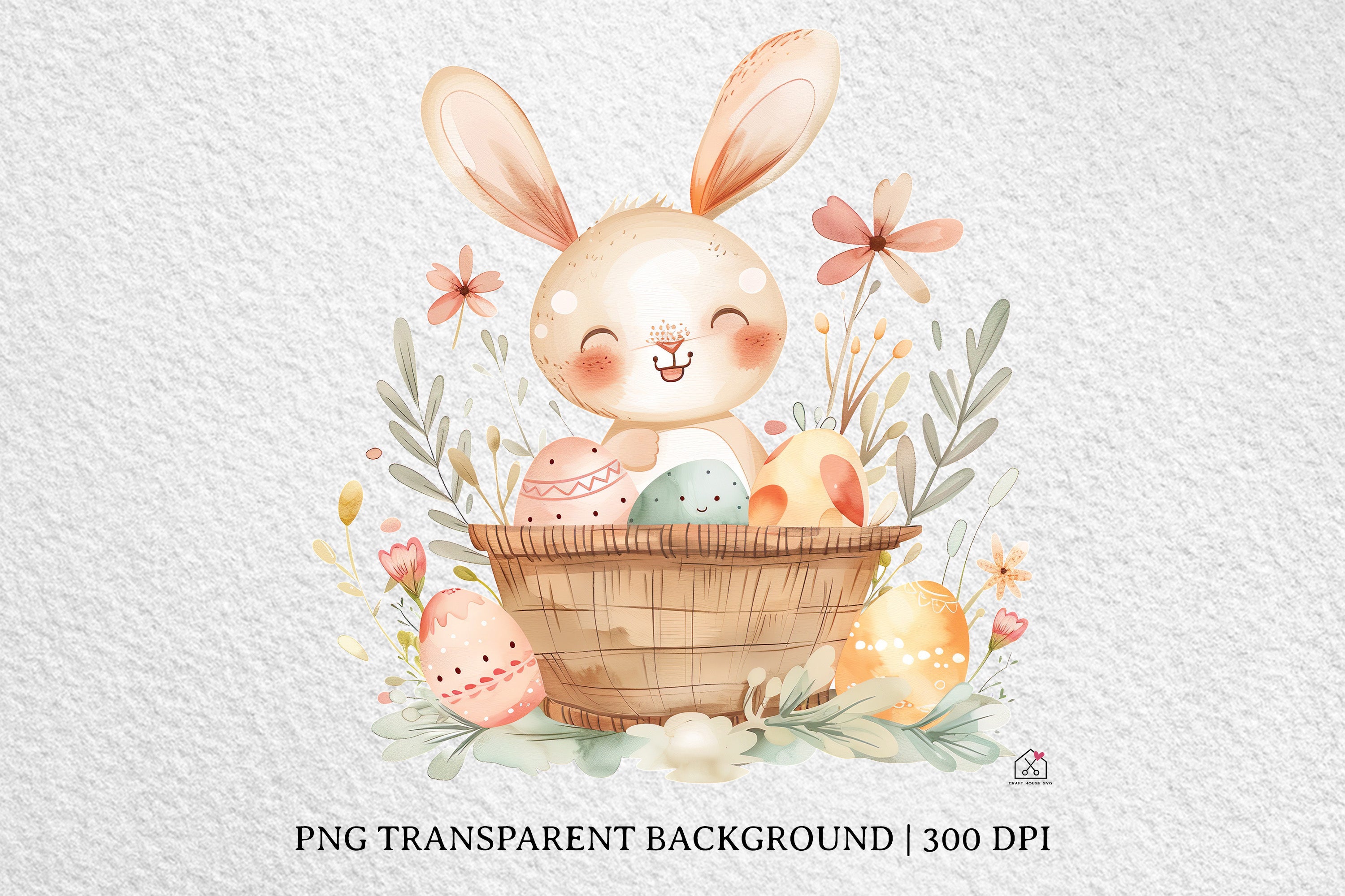 Watercolor Easter Basket Sublimation Bundle Clip Art PNG