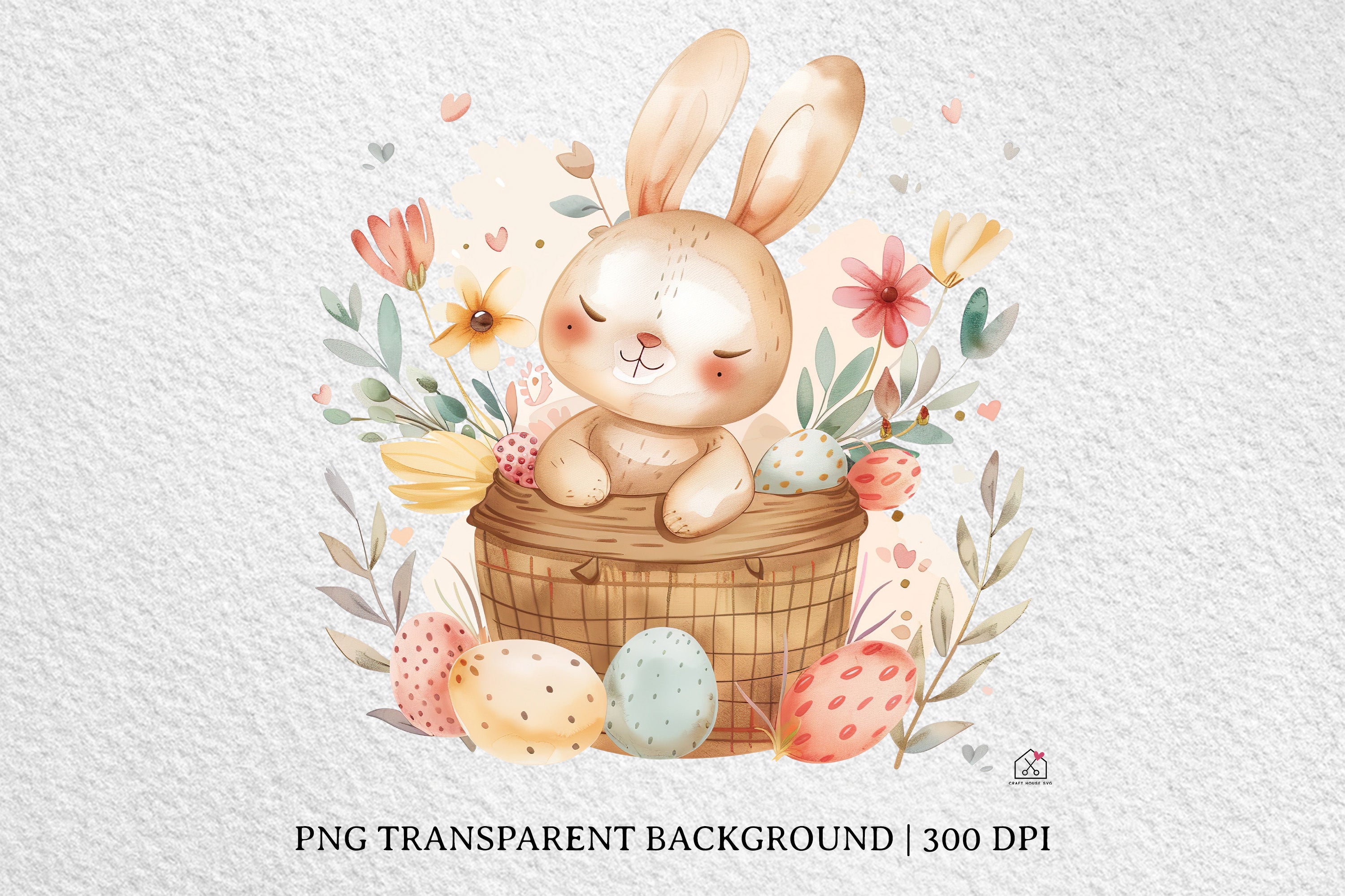 Watercolor Easter Basket Sublimation Bundle Clip Art PNG
