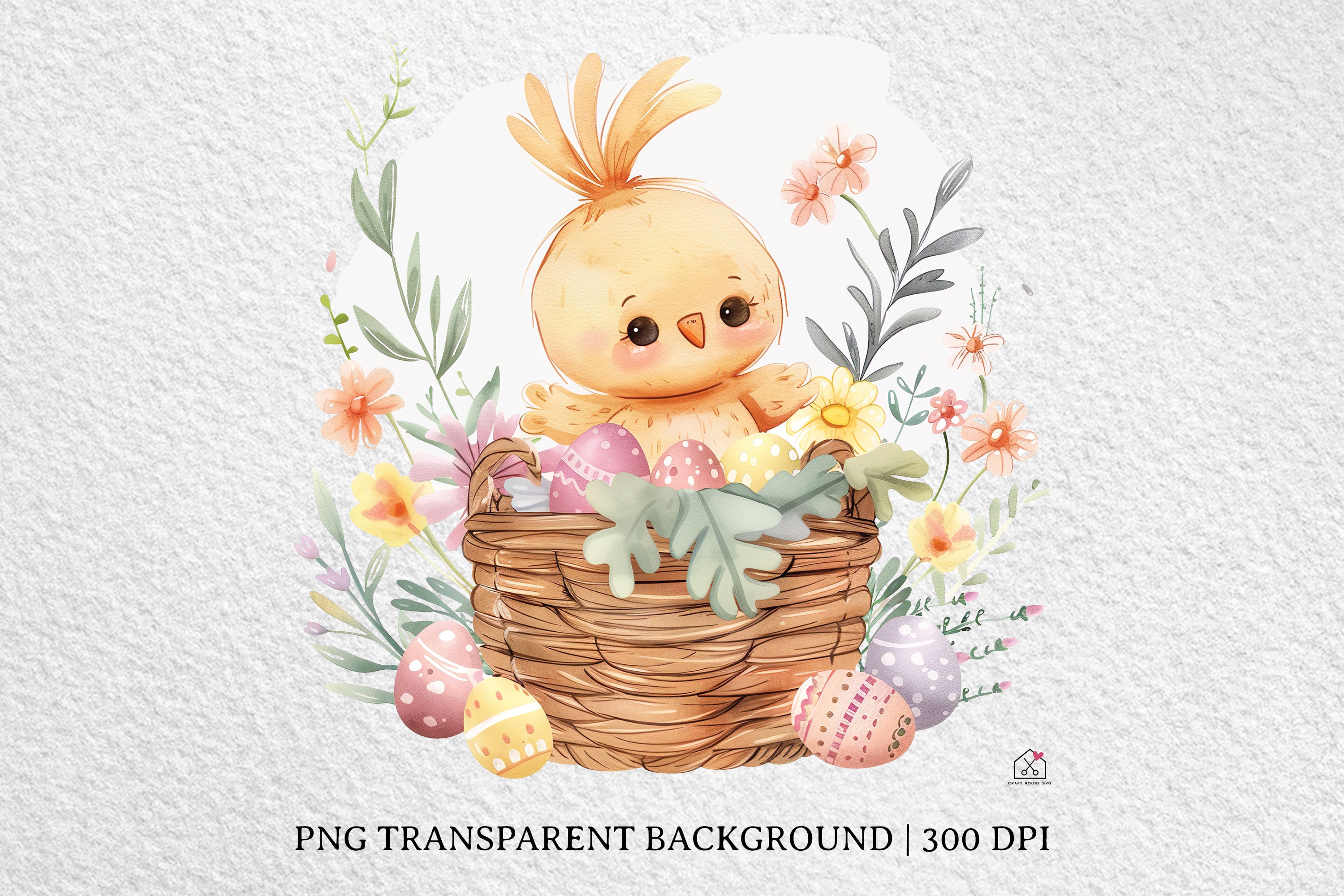 Watercolor Easter Basket Sublimation Bundle Clip Art PNG