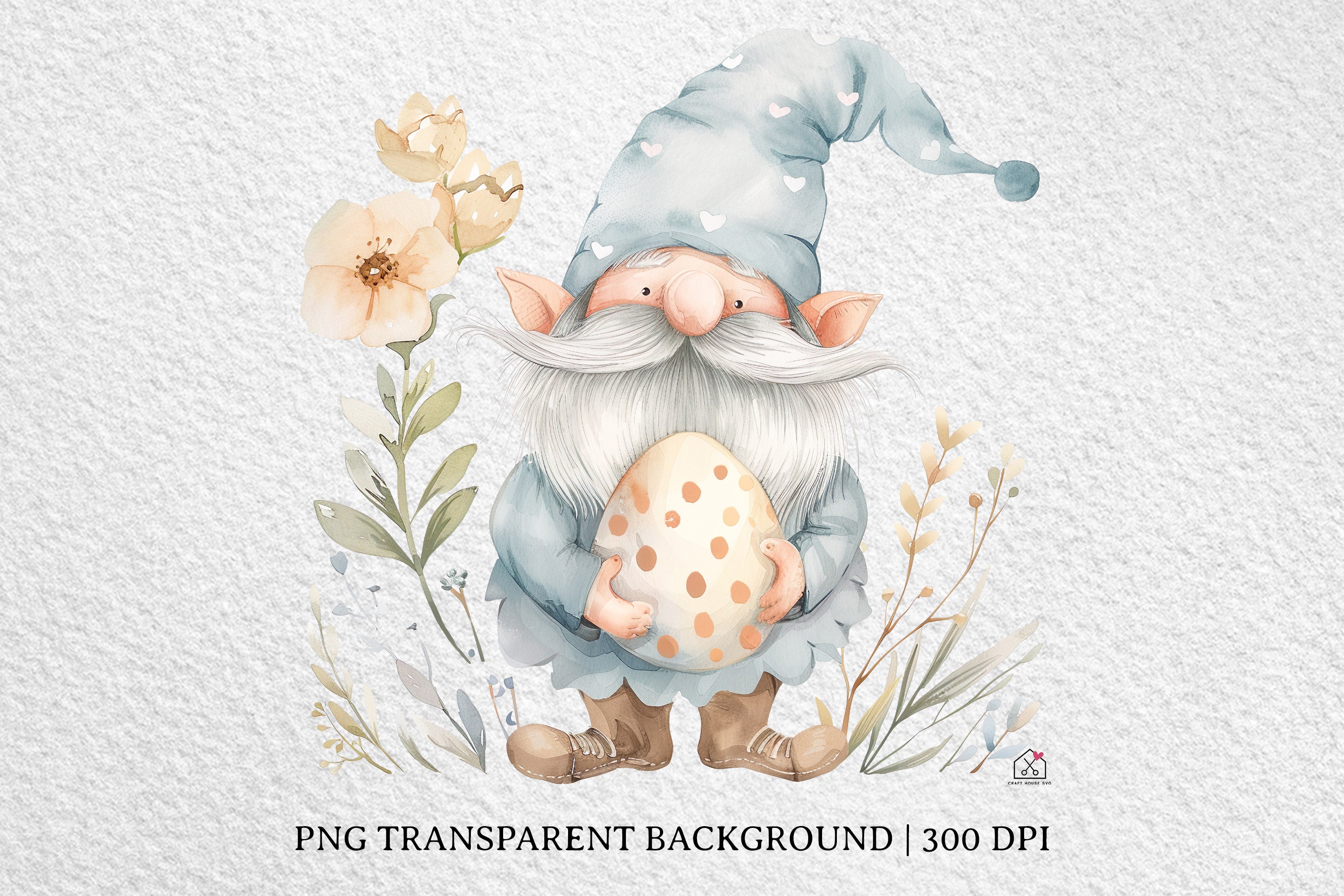 Watercolor Easter Gnome Sublimation Bundle Clip Art PNG