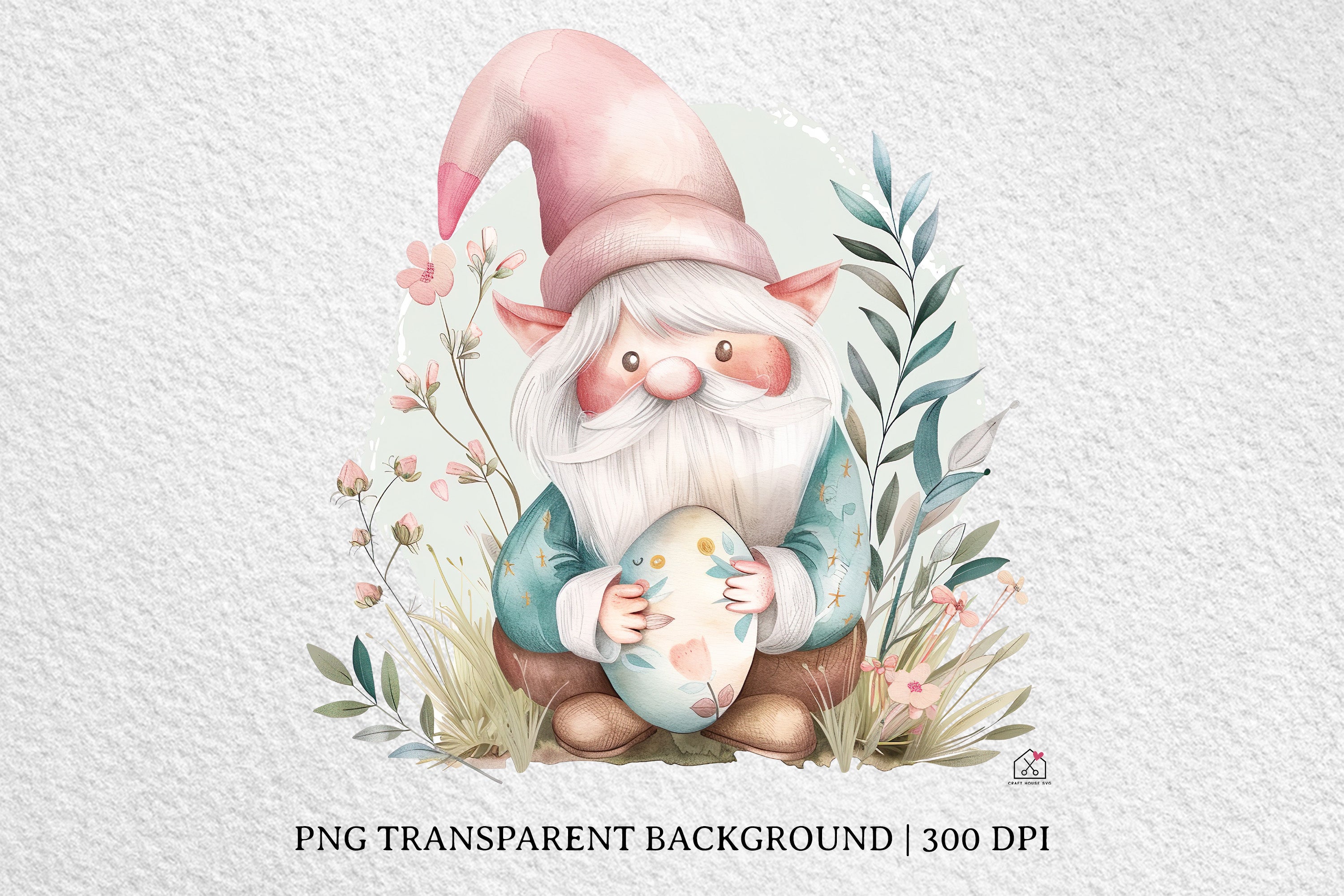 Watercolor Easter Gnome Sublimation Bundle Clip Art PNG