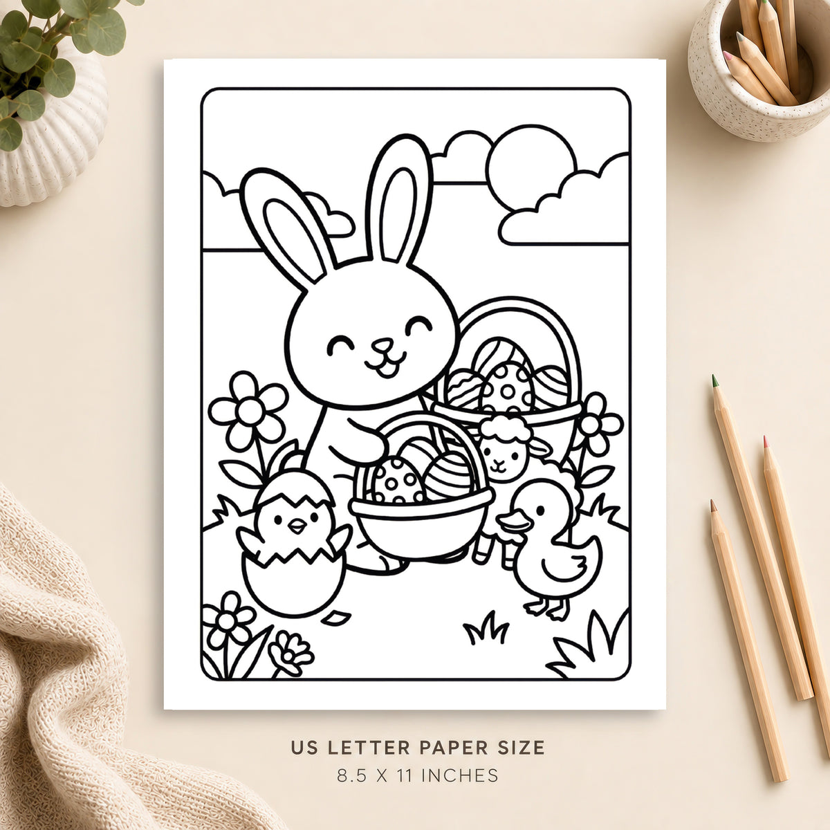 Easter Animals Coloring Page 2