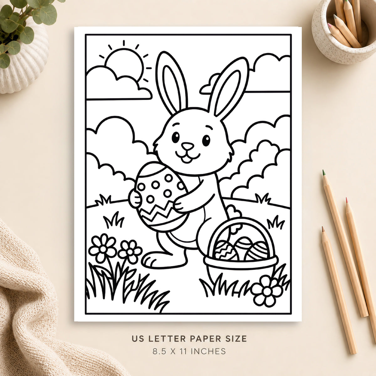 Easter Bunny Coloring Page 1