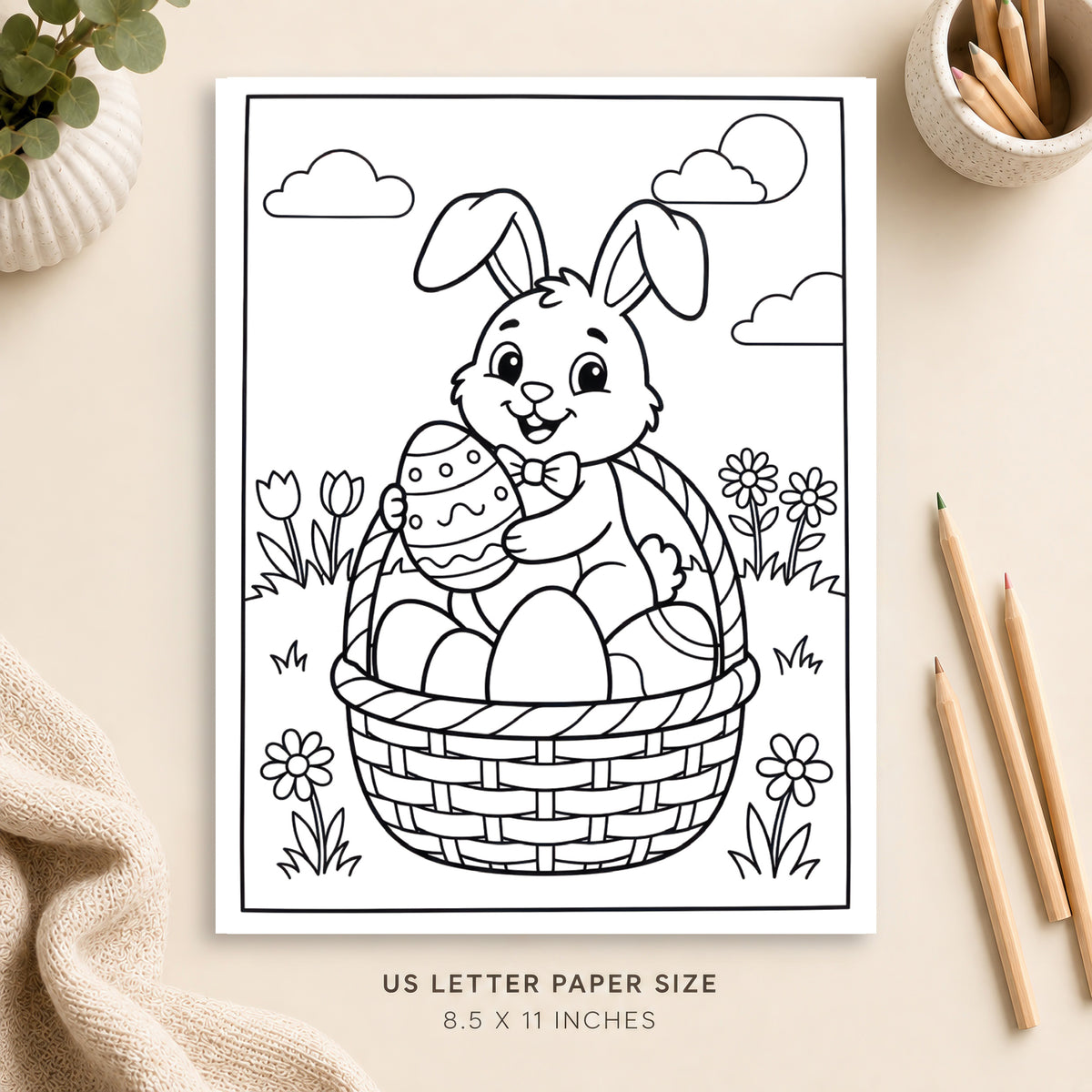 Easter Bunny Coloring Page 2