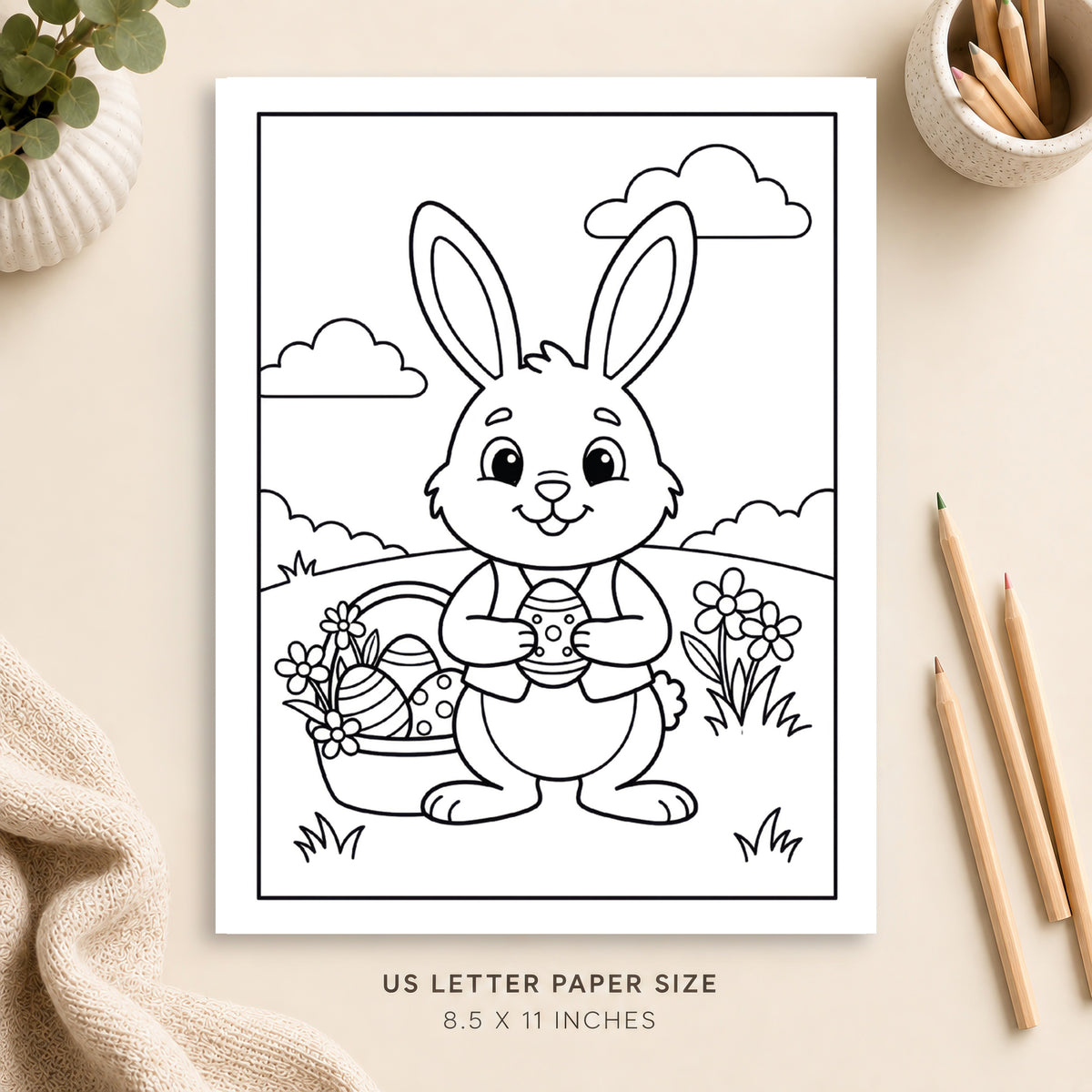 Easter Bunny Coloring Page 3