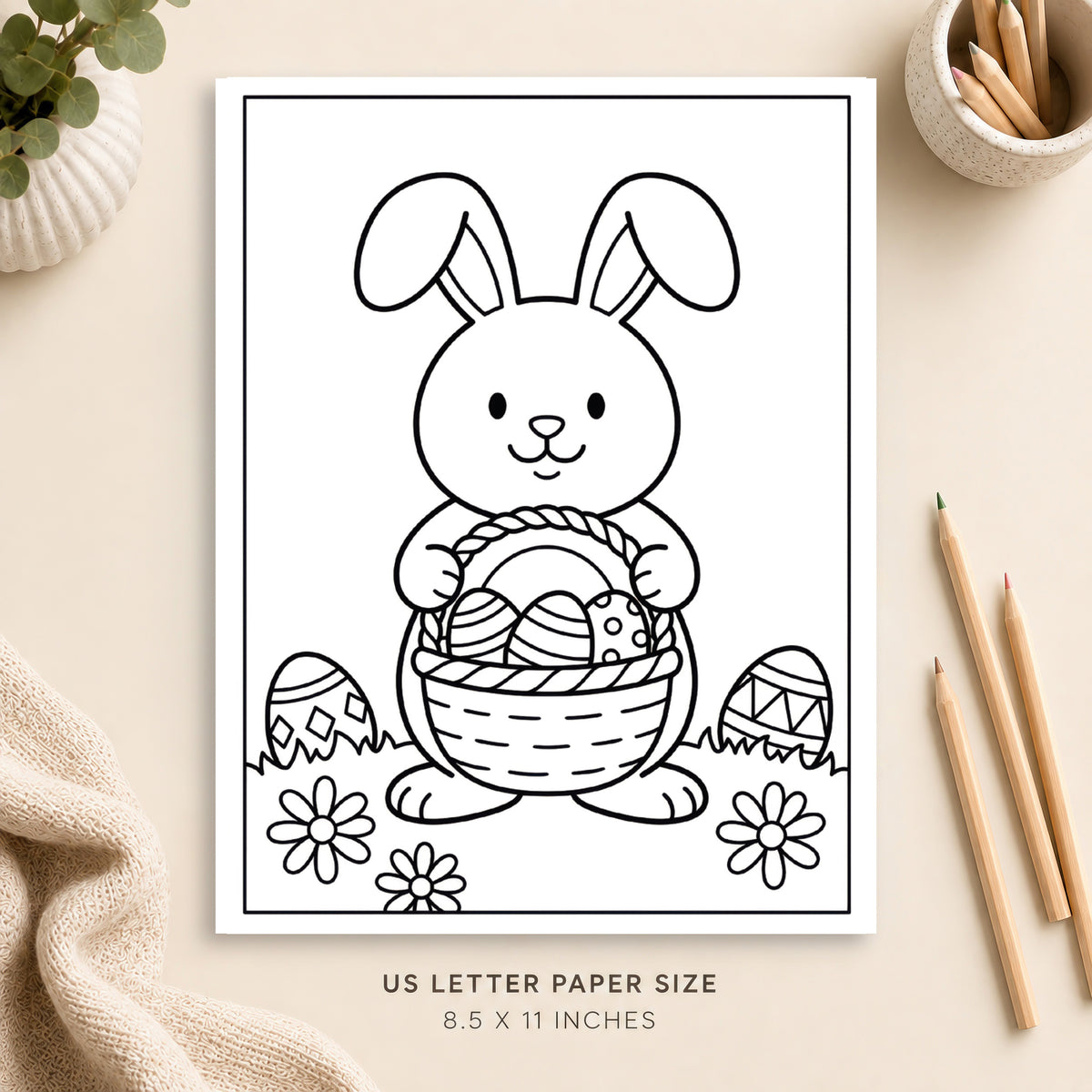 Easter Bunny Coloring Page 4