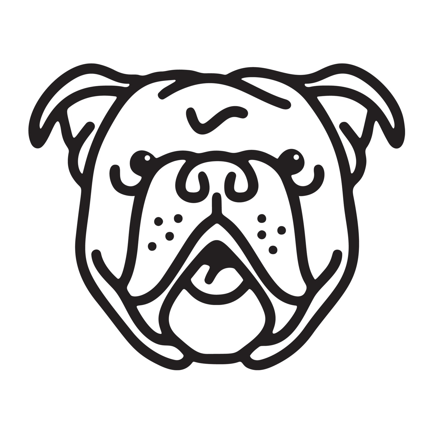 English Bulldog SVG dog outline design for Cricut, Silhouette, laser cutting, vinyl, sublimation, and pet craft projects.