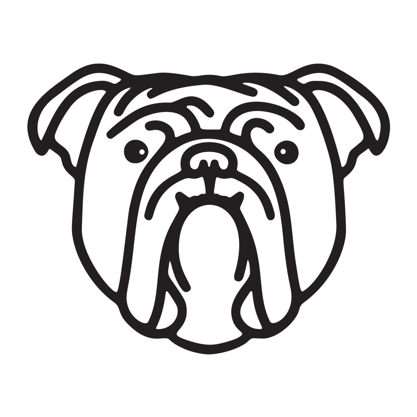 English Bulldog SVG dog outline design for Cricut, Silhouette, laser cutting, vinyl, sublimation, and pet craft projects.