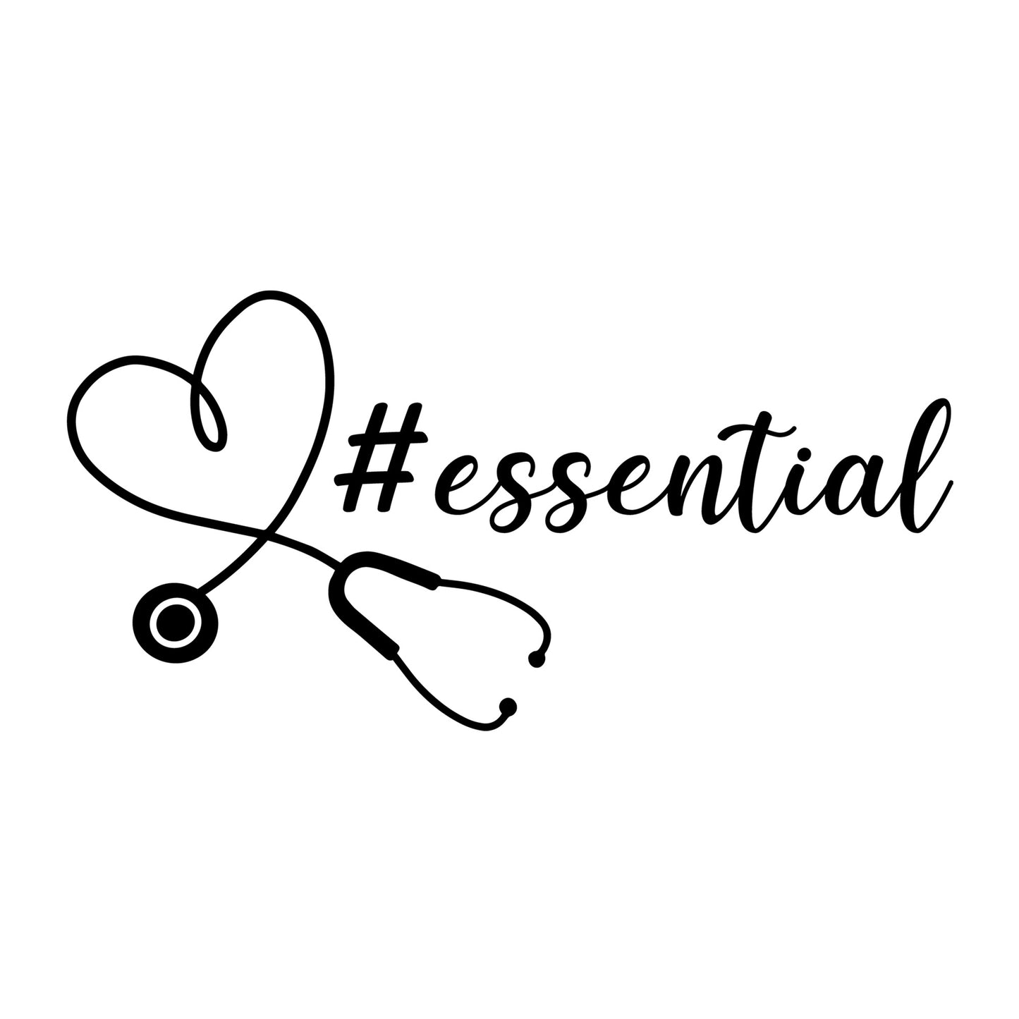 Essential Heart Stethoscope SVG design for Cricut, Silhouette, laser cutting, vinyl, sublimation, shirts, decals, and essential worker craft projects.