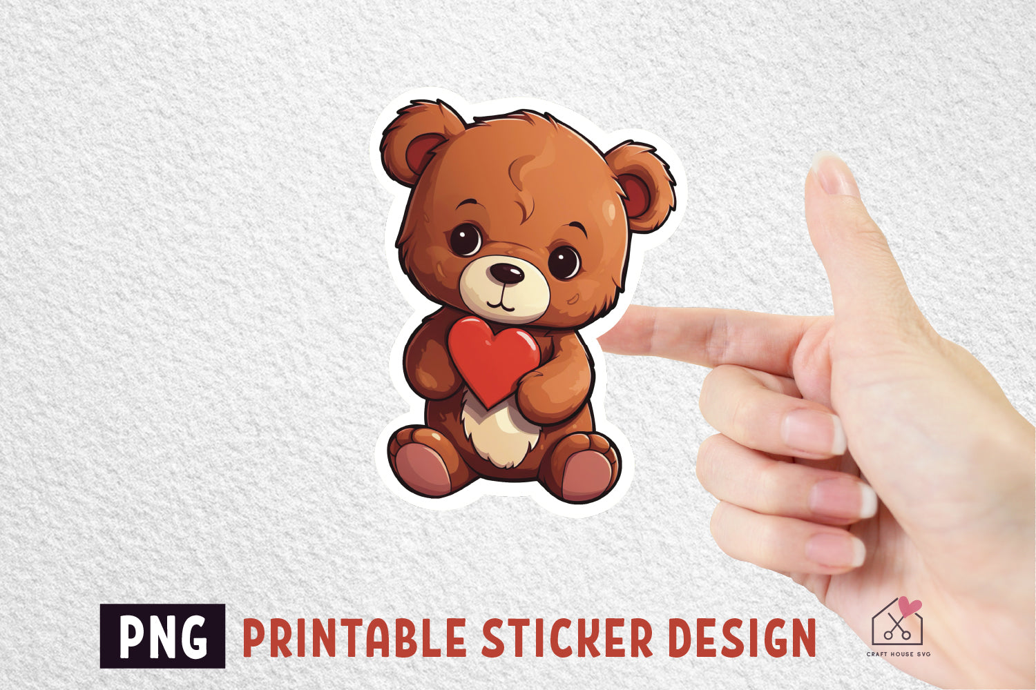 FREE Teddy Bear Valentine's Day Sticker Design Print then Cut PNG