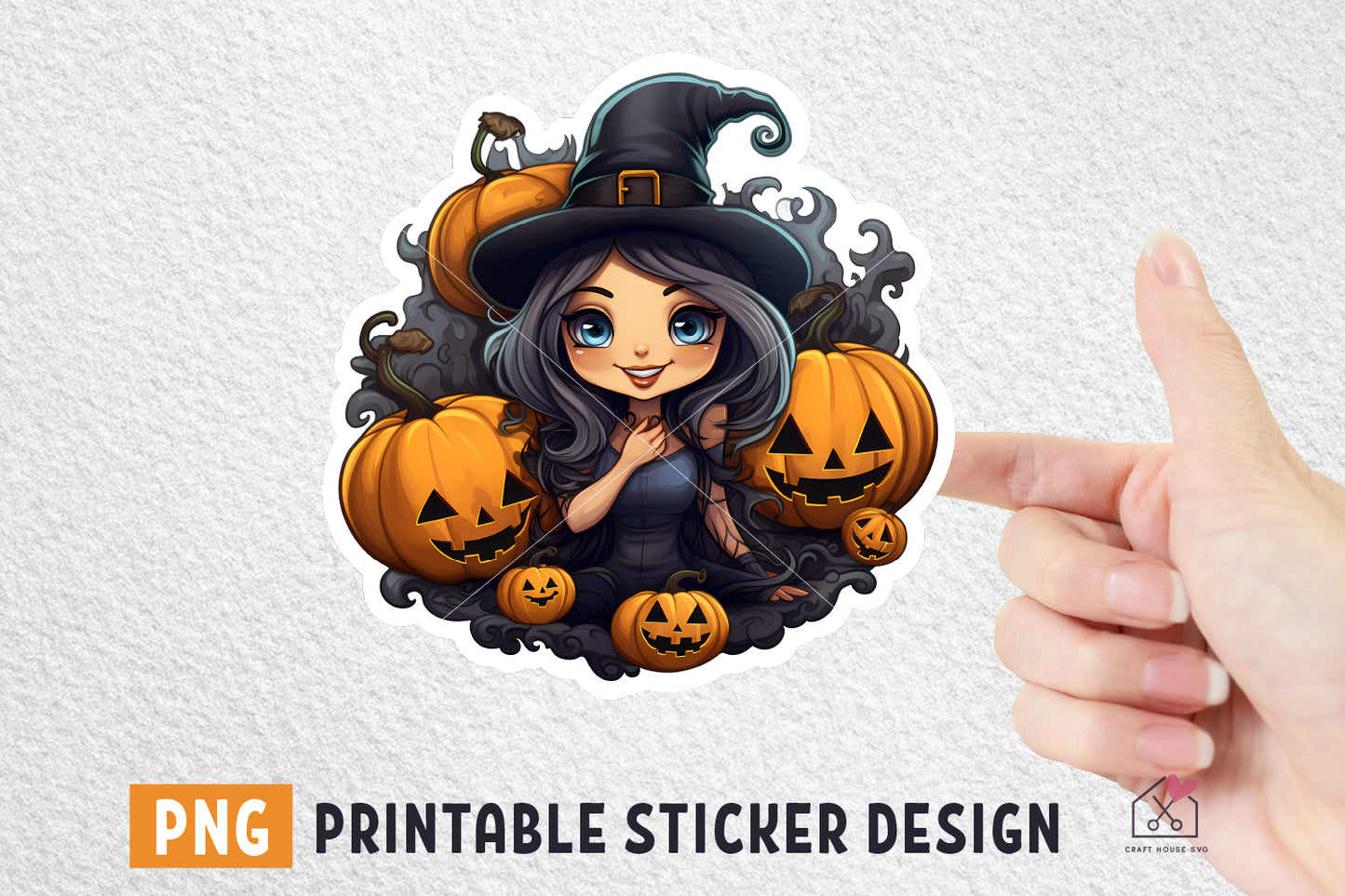 FREE Cute Witch Halloween Sticker Design Print then Cut PNG - Craft House SVG
