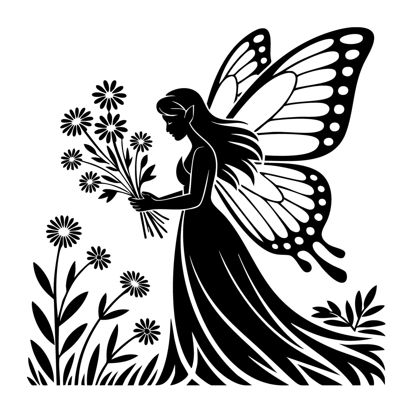 Fairy SVG for Cricut, Silhouette, laser cutting, vinyl, sublimation, fantasy crafts, decals, signs, and DIY craft projects.