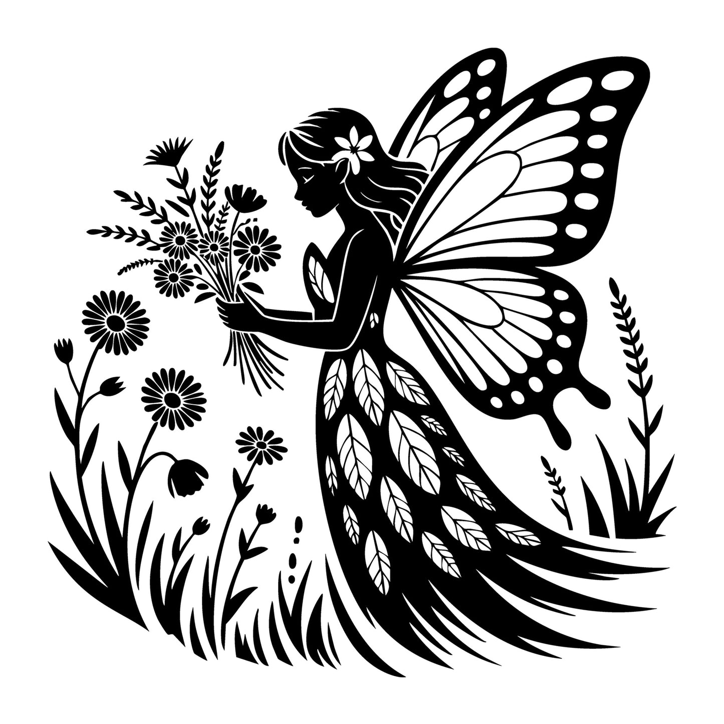 Fairy SVG for Cricut, Silhouette, laser cutting, vinyl, sublimation, fantasy crafts, decals, signs, and DIY craft projects.