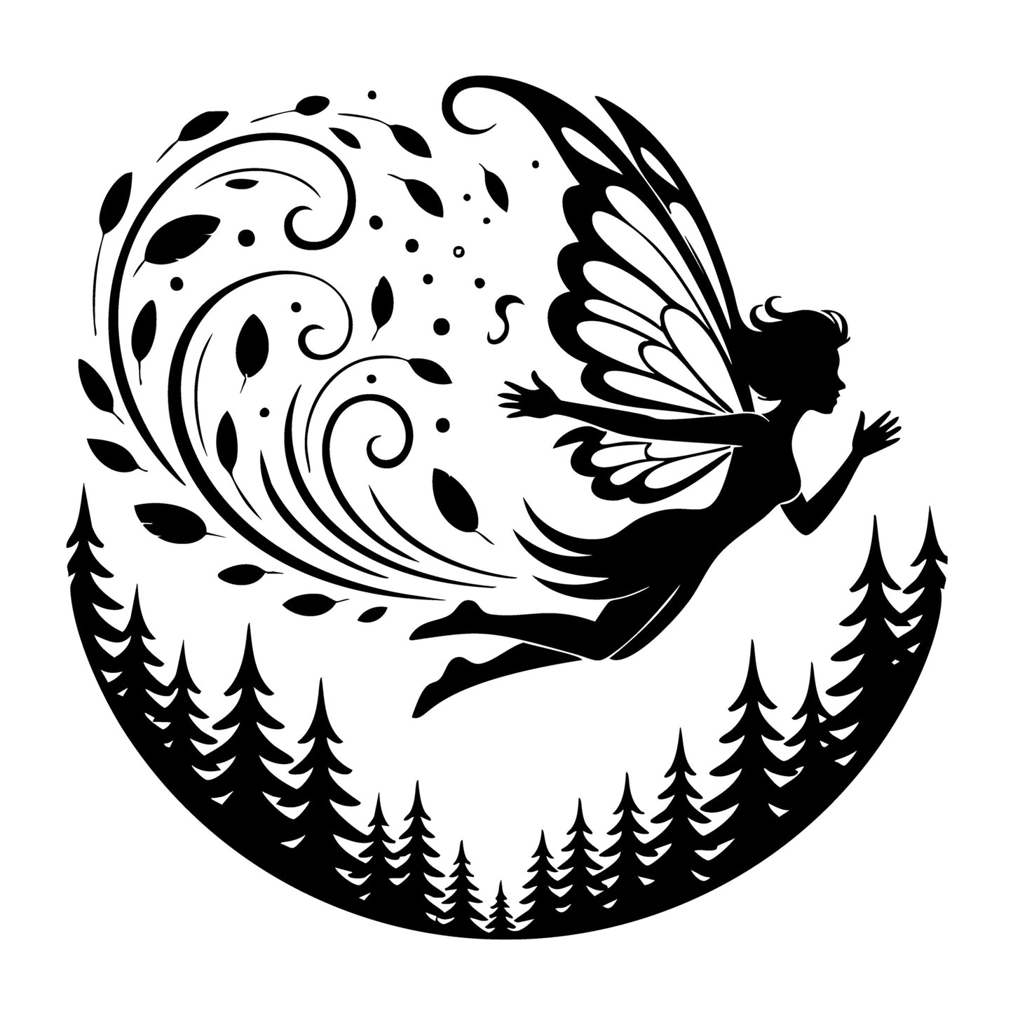 Fairy SVG for Cricut, Silhouette, laser cutting, vinyl, sublimation, fantasy crafts, decals, signs, and DIY craft projects.