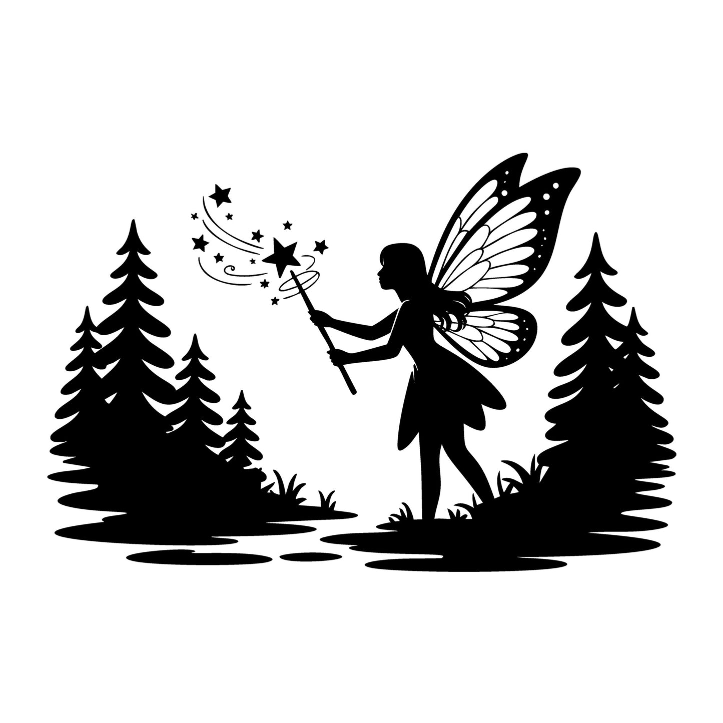 Fairy SVG for Cricut, Silhouette, laser cutting, vinyl, sublimation, fantasy crafts, decals, signs, and DIY craft projects.