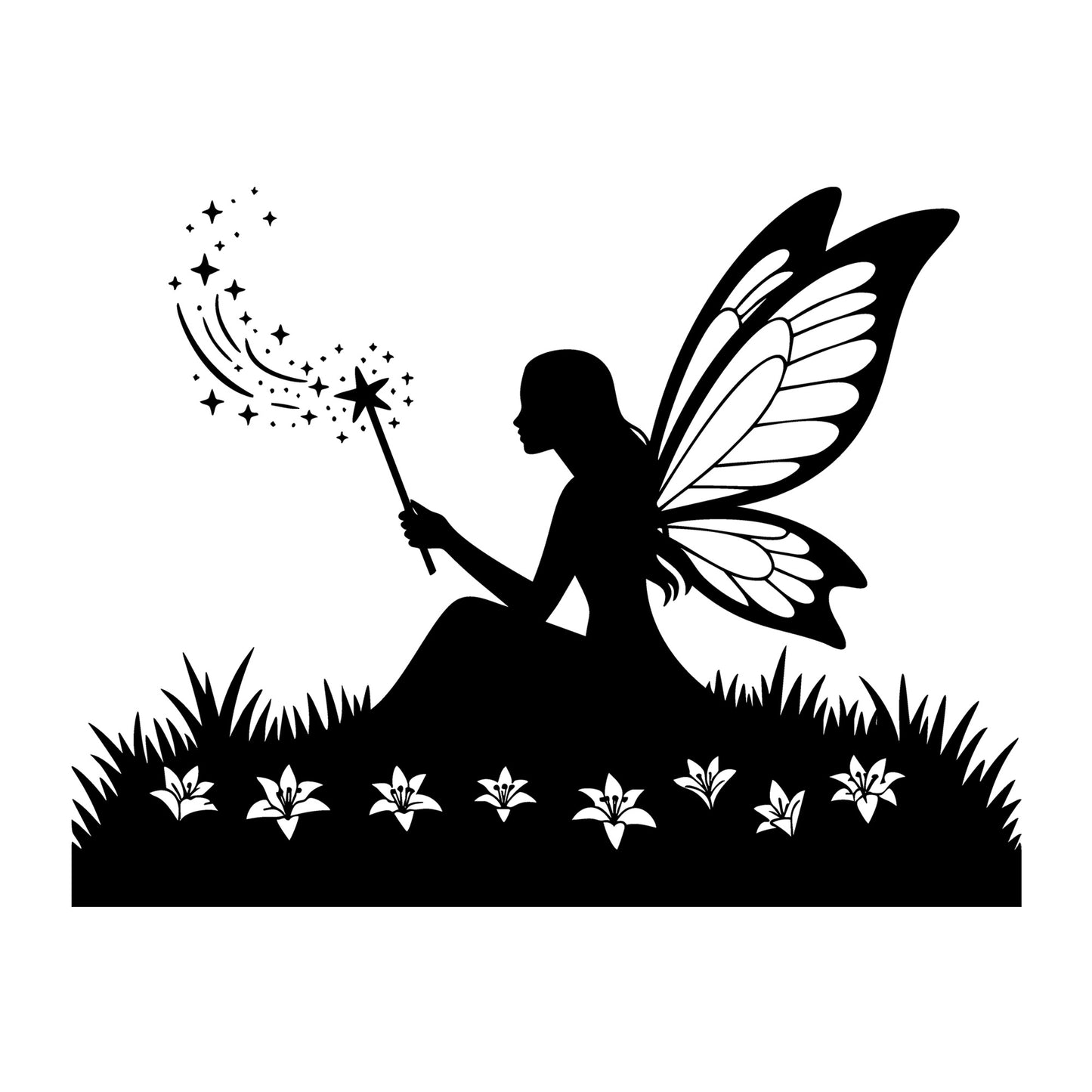 Fairy SVG for Cricut, Silhouette, laser cutting, vinyl, sublimation, fantasy crafts, decals, signs, and DIY craft projects.